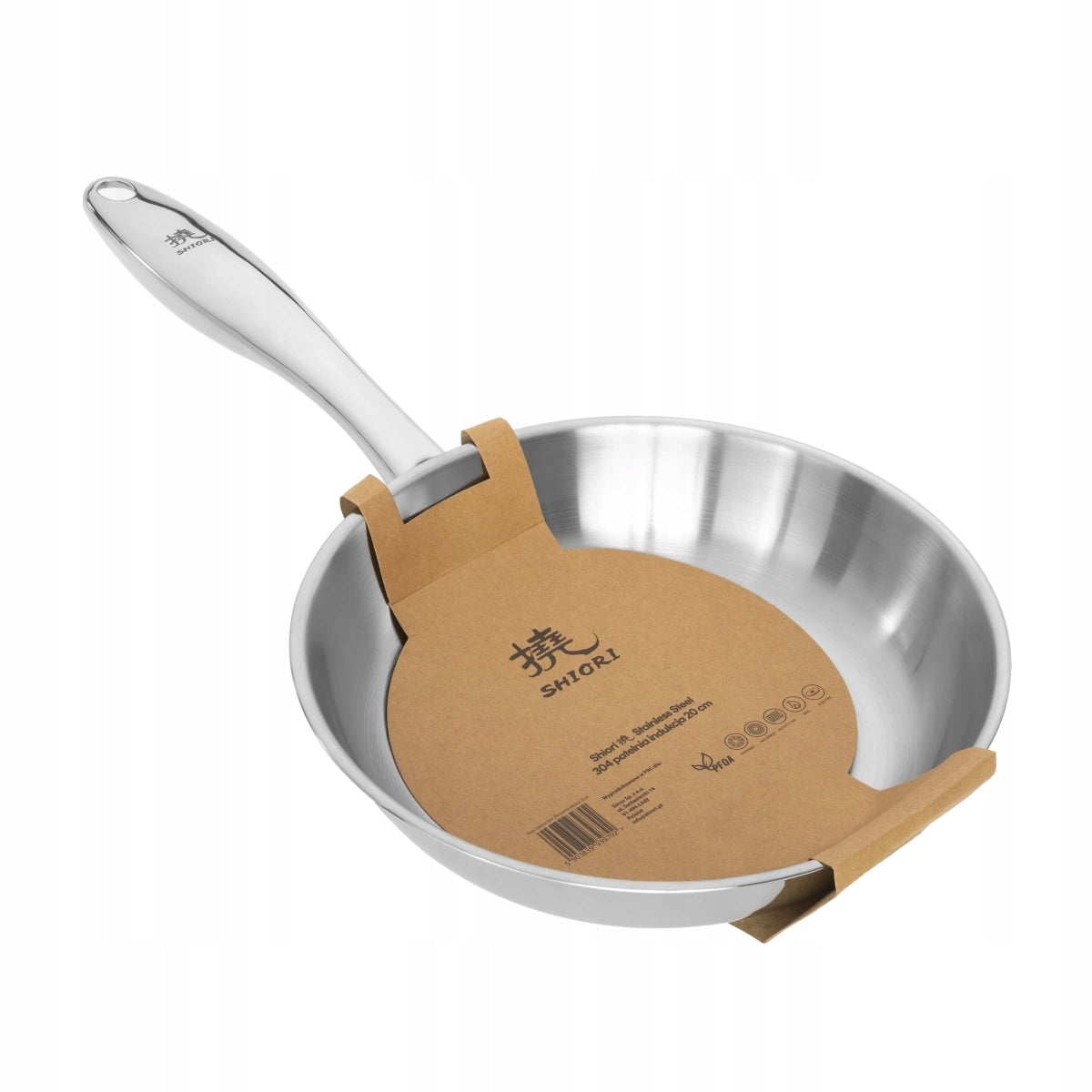 Shiori Stainless Steel 304 Frying Pan Uncoated Induction 20 cm Packaging status original