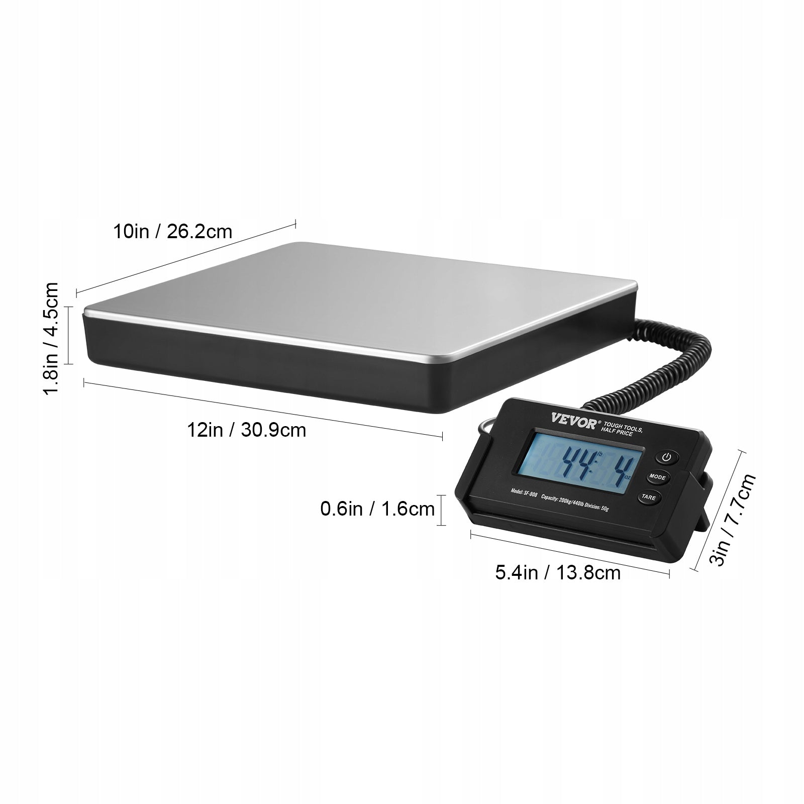 Shipping Scale Digital Postal Scale 440 lbs x 1.7 oz. AC/DC Package LCD Brand Vevor