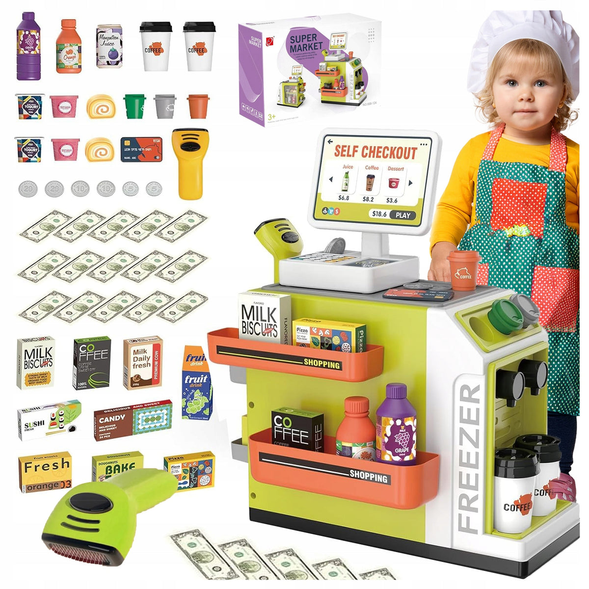 Shop Kids Coffee Shop COFFEE MAKER Cash Register Sounds Mini Market Brand Stator