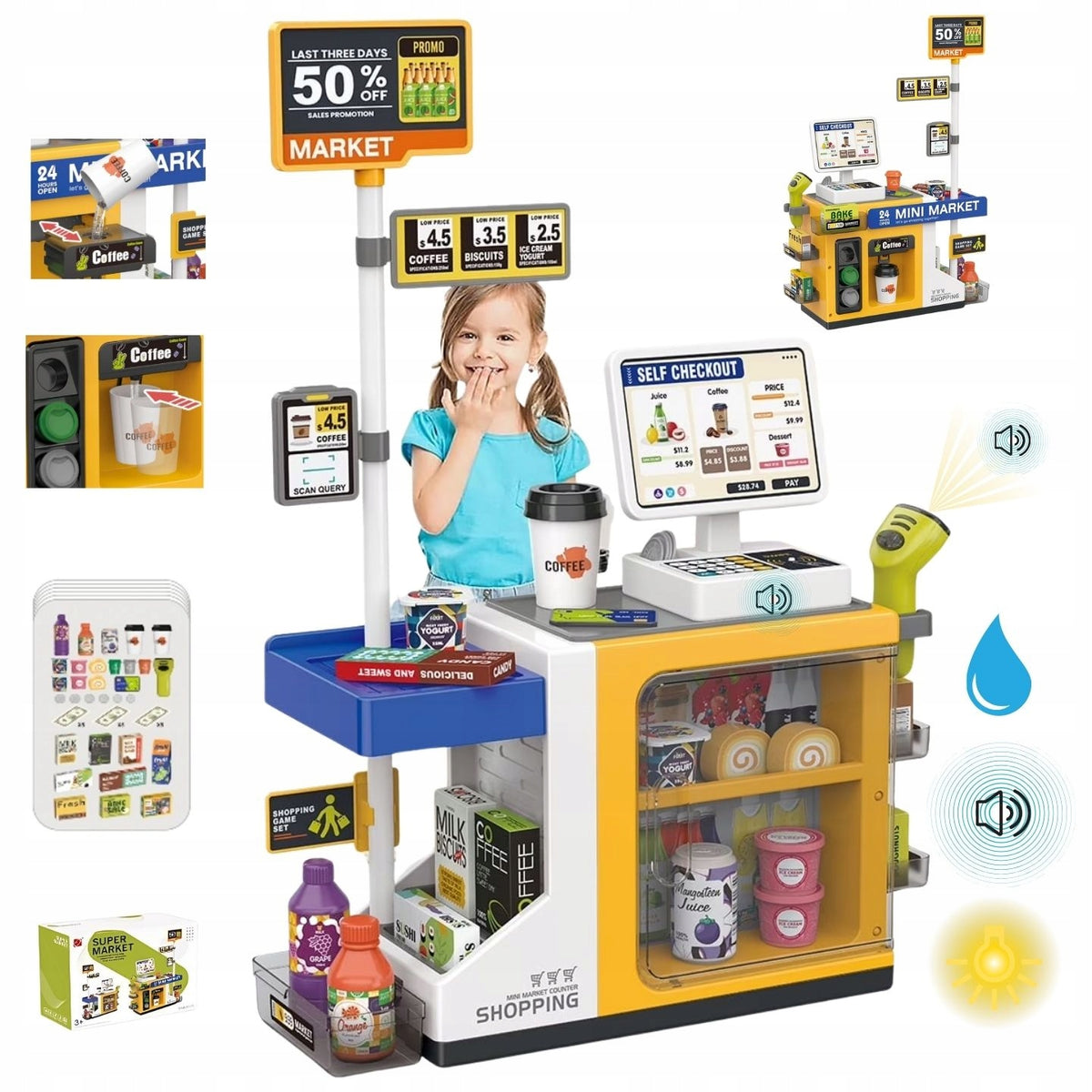 Shop Kids Toy Supermarket Interactive Light Sound Water 46el.
