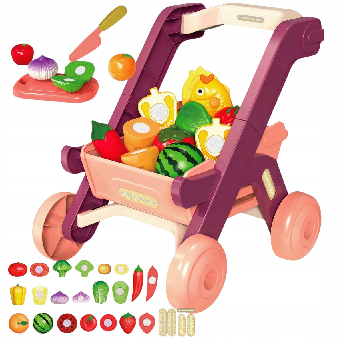 Shop Trolley for Kids 43el Vegetable Fruit Toy in Shop Supermarket
