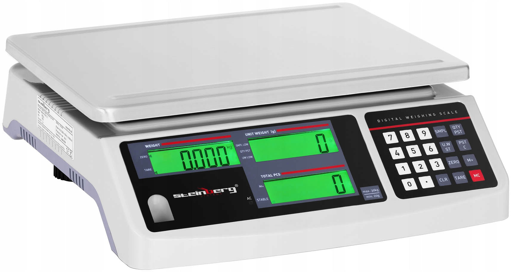 Shop scale Steinberg Systems 30 kg 1 g Platform 30 5x22 cm LCD Accuracy 1 g