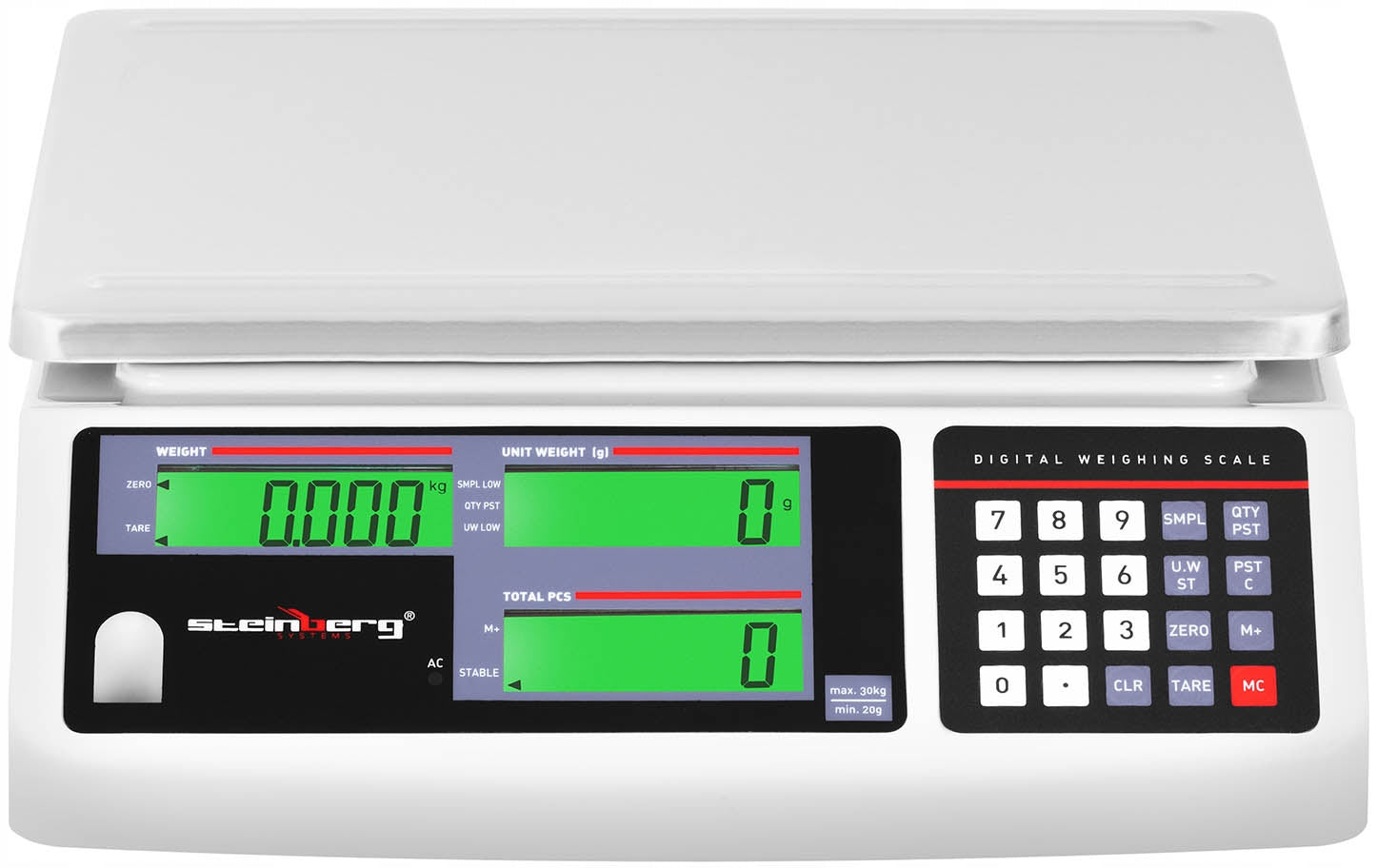 Shop scale Steinberg Systems 30 kg 1 g Platform 30 5x22 cm LCD