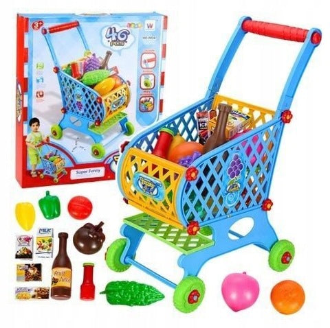 Shop trolley with accessories blue 46el 52cm