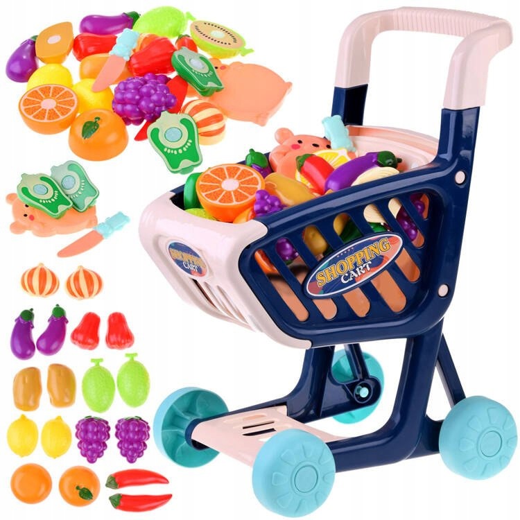 Shopping trolley + fruit vegetables for cutting Fun in store 36 ele ZA4791
