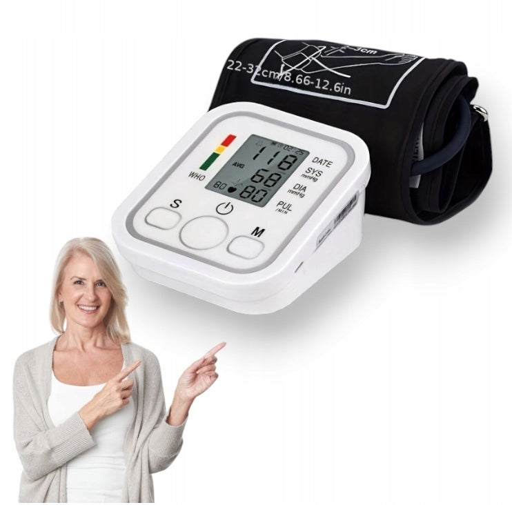 Shoulder Blood Pressure Monitor BP Heart Rate Meter Digital Pulse Oximeter White