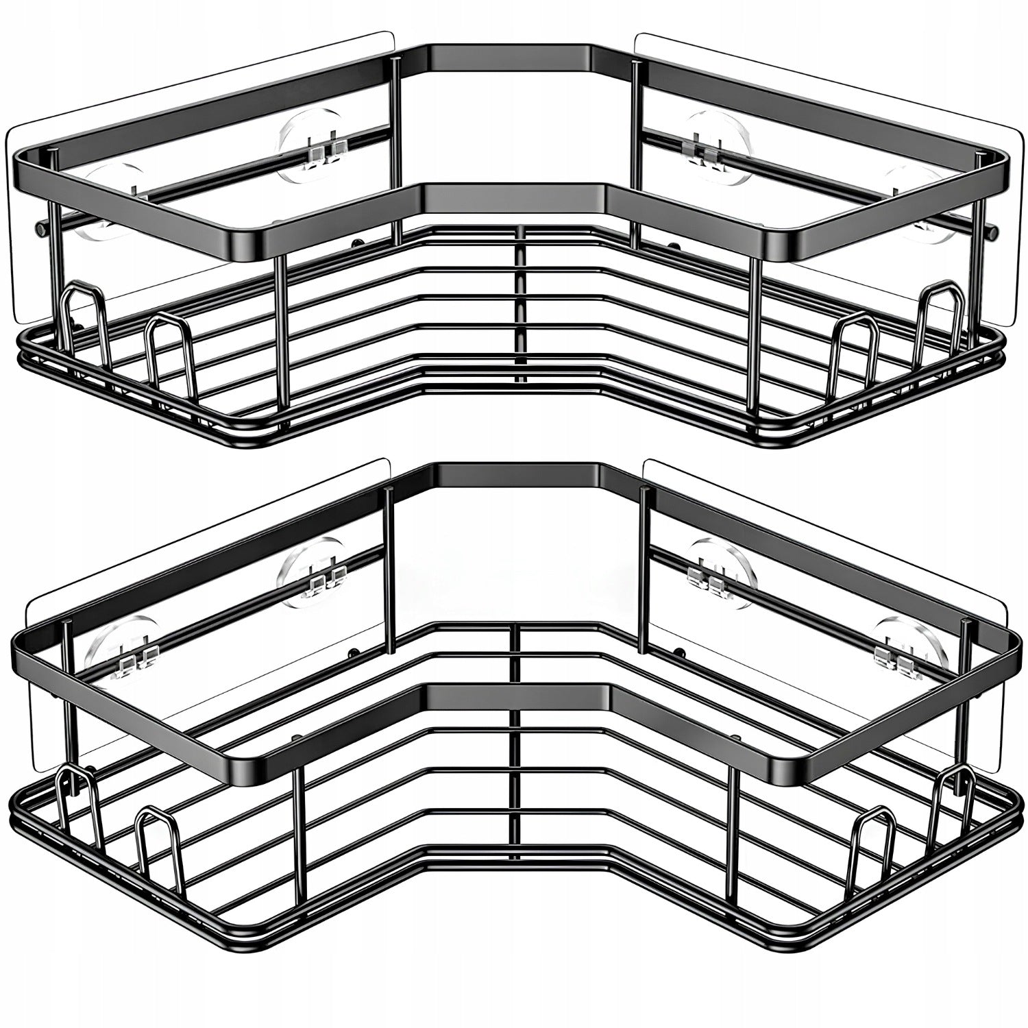Shower Shelf Corner Hanging Without Drilling Loft SET of 2 Black