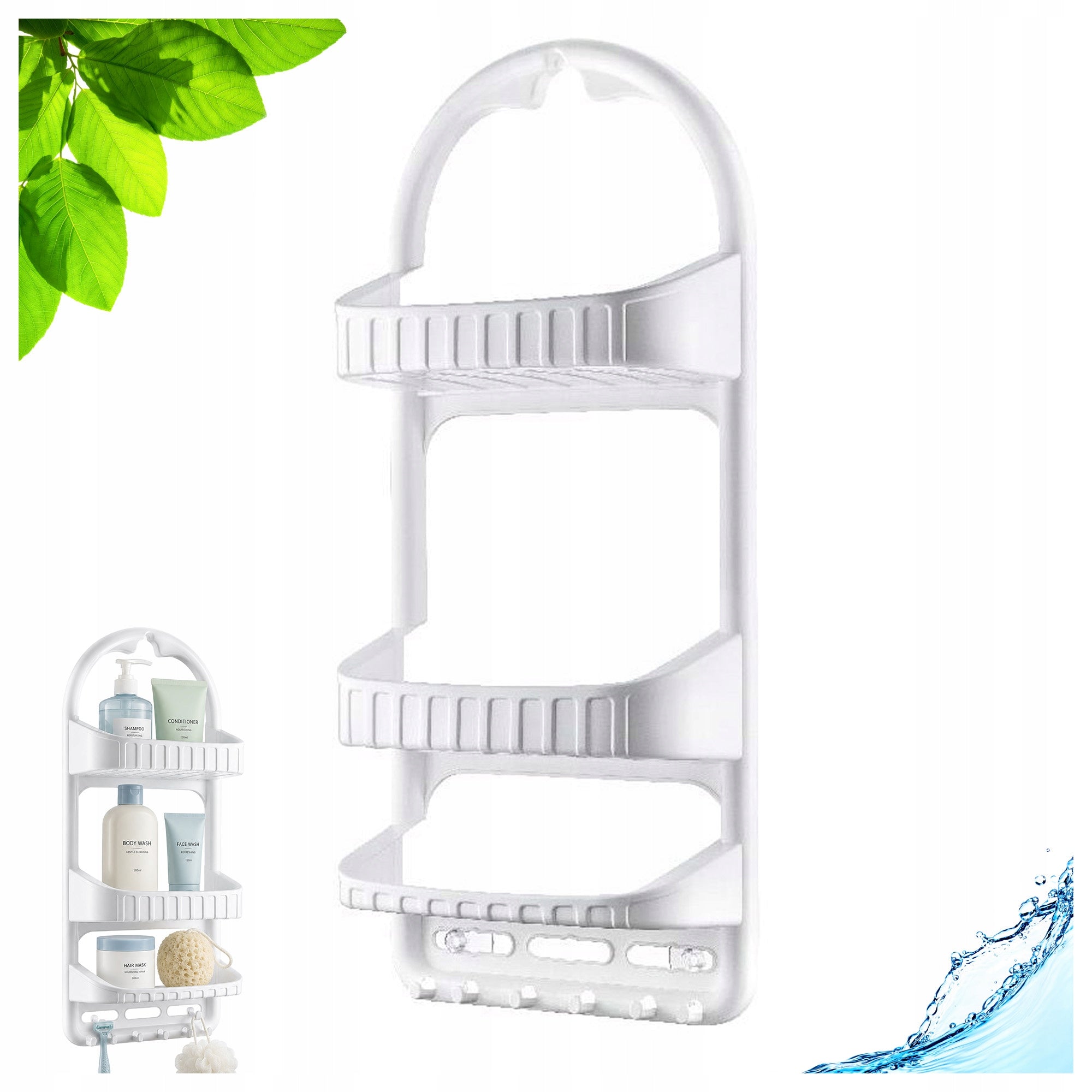 Shower Shelf Hanging Bathroom 3 Shelves Organizer White Plastic