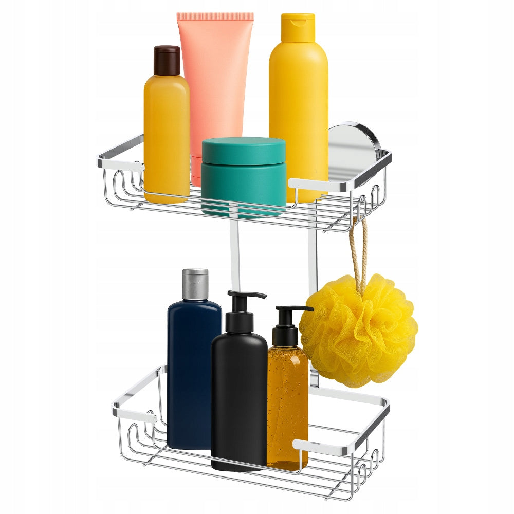 Shower Shelf for Bathroom Silver Durable Self Adhesive Double Packaging status original