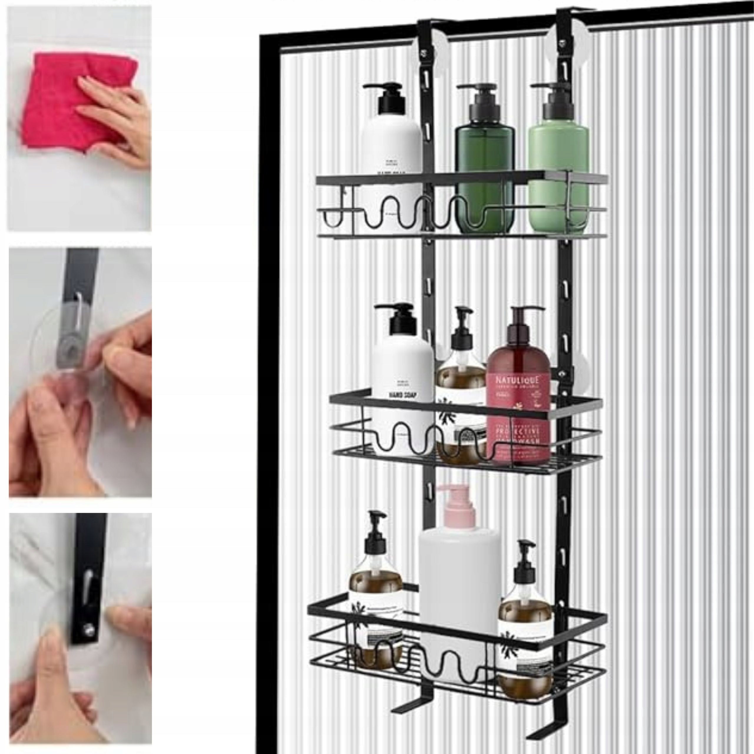 Shower shelf for glass LOFT black for shower cabin for doors Brand no brand