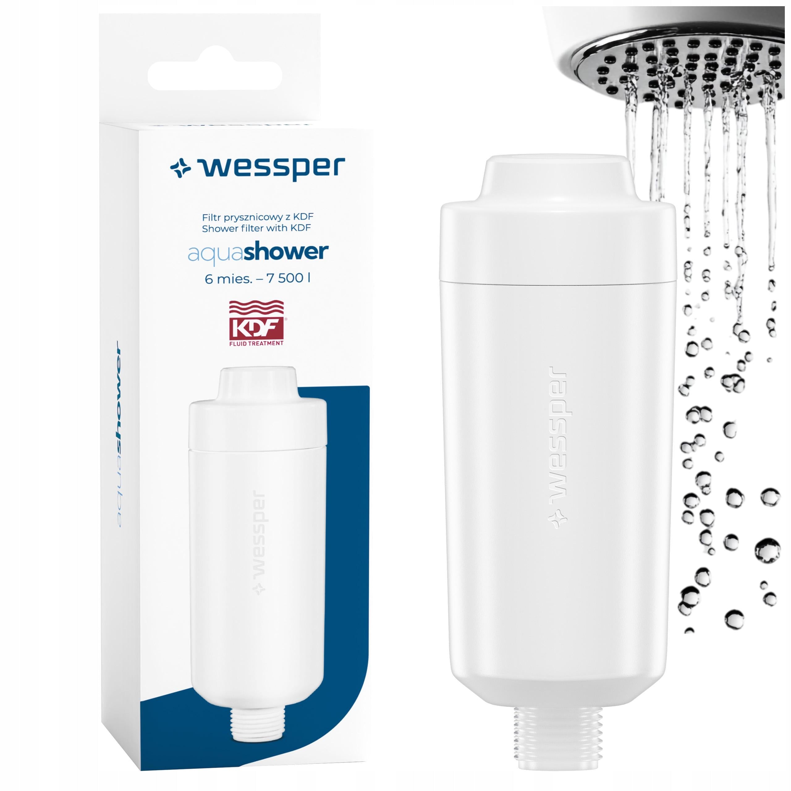 Shower water filter Wessper aquashower polyphosphate KDF