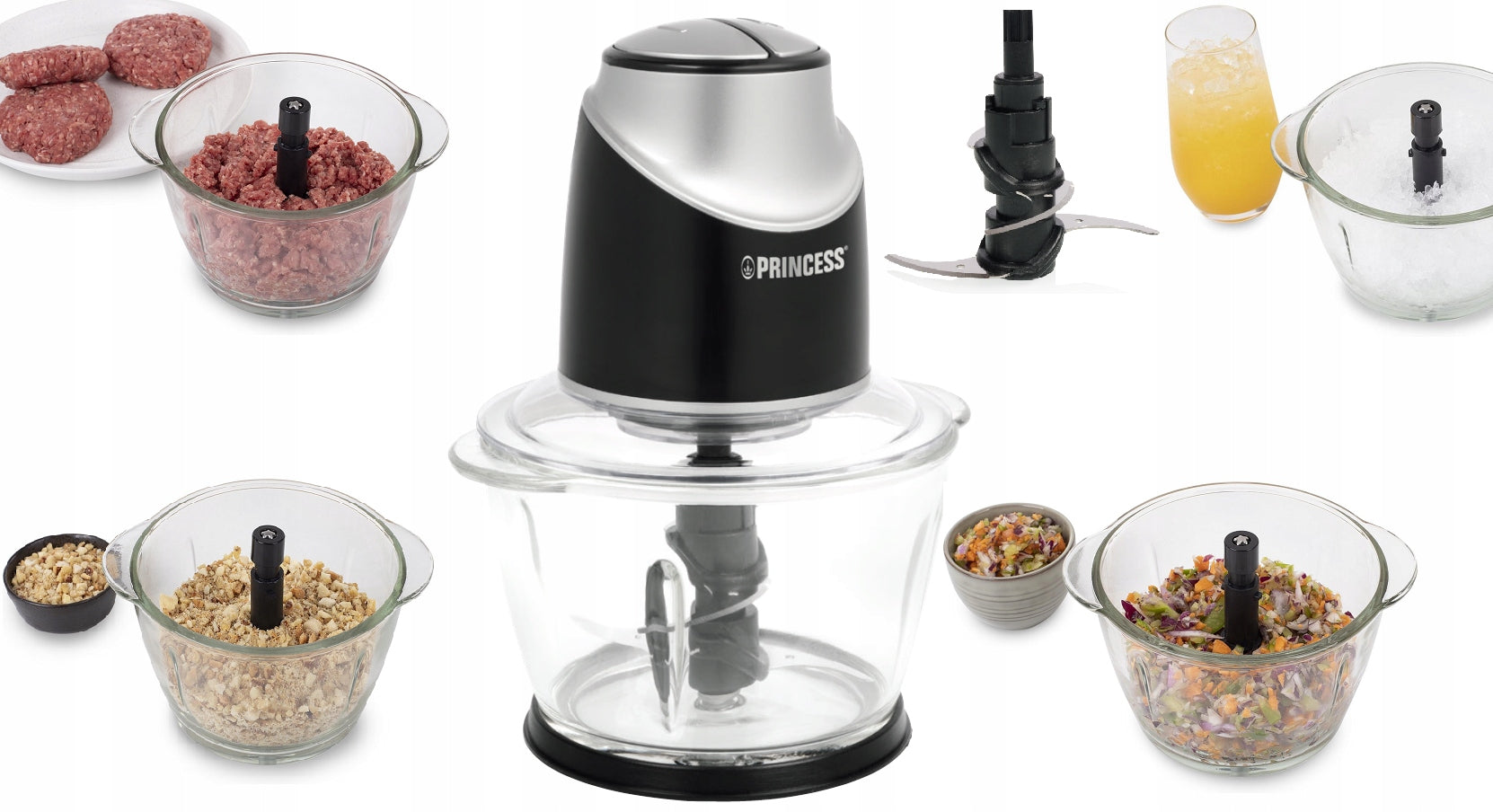 Shredder Blender 300W GLASS CHOPPER COMPACT CHOPPER 4 sharp knives