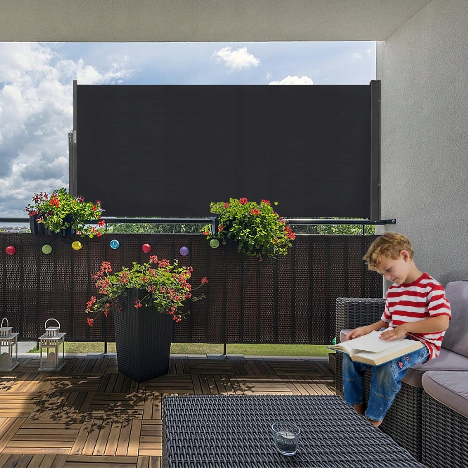 Side AWNING TERRACE Balcony Roller Blind Roll-up Screen 160 x 300 cm Manufacturer code Markiza Boczna TARASOWA Balkonowa 160x300 cm