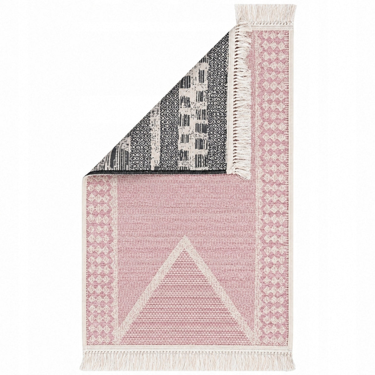 Sidewalk 75x100 Double Sided Pink Black Boho Carpet for Hallway Bedroom