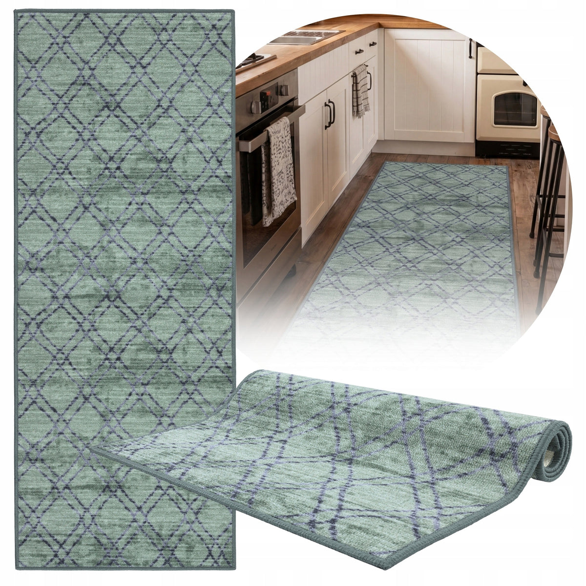 Sidewalk Anti-slip Long 80x300 For Kitchen Hallway Sage Green
