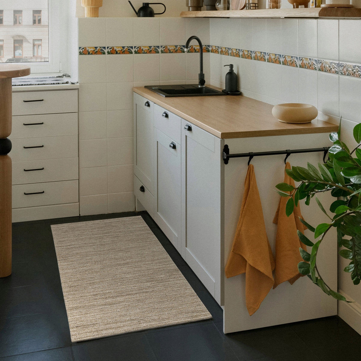 Sidewalk For Hallway Anti-slip 55x85cm For Kitchen Laundry Woven Beige Packaging status original