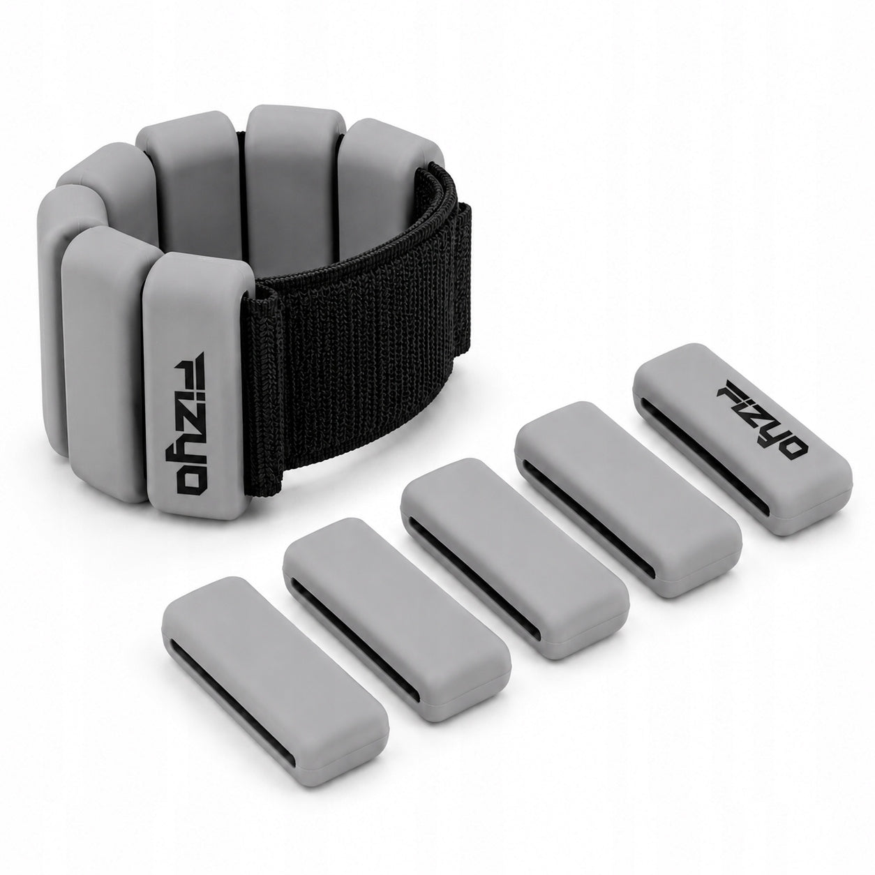 Silicone Ankle and Wrist Weights FIZYO 2x225g Adjustable Grey Packaging status original