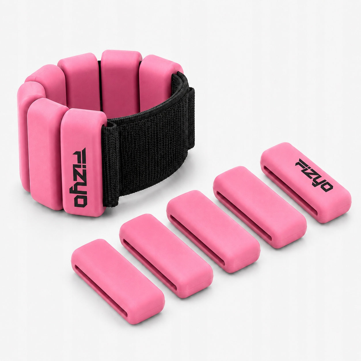 Silicone Ankle and Wrist Weights FIZYO 2x225g Adjustable Pink Packaging status original