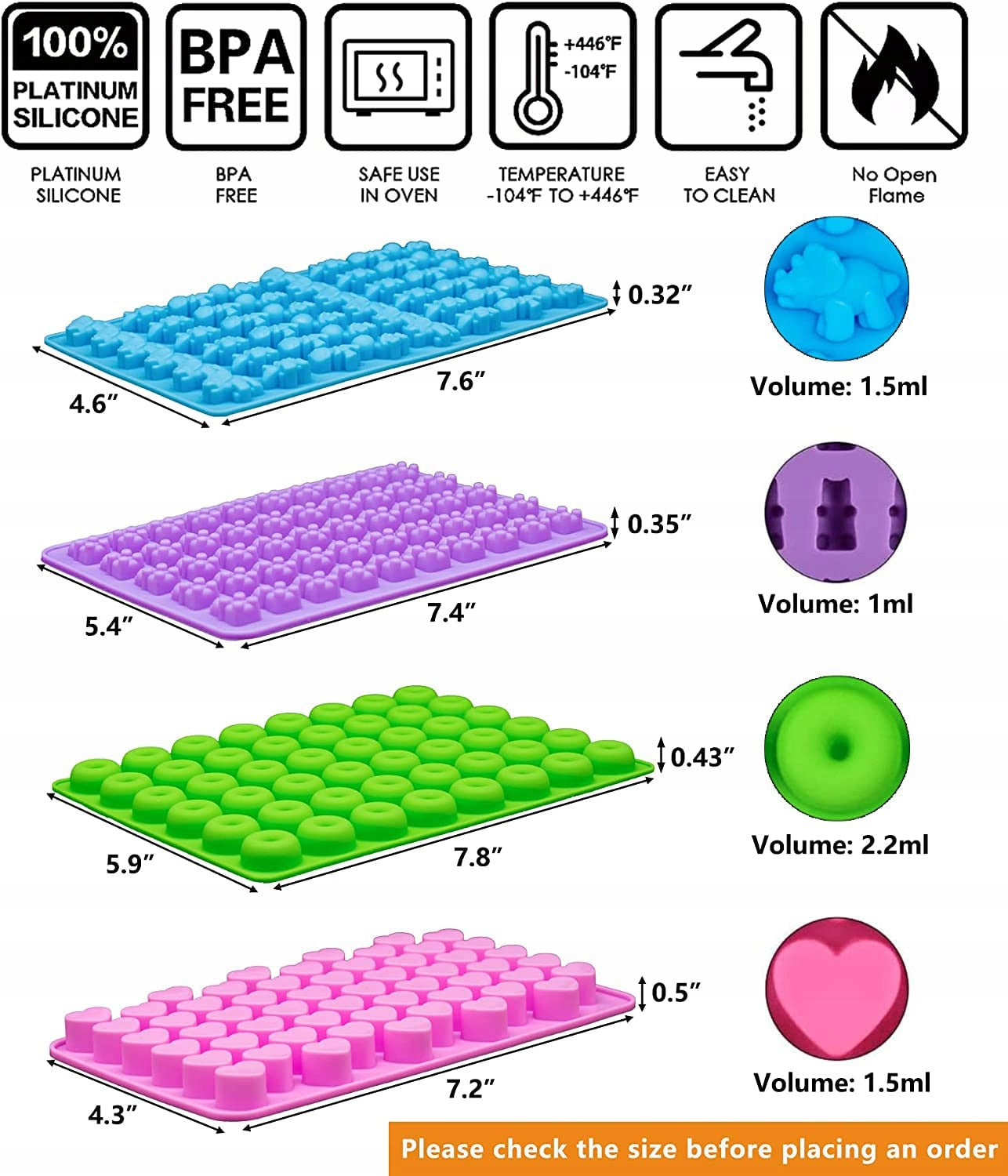 Silicone Chocolate Molds, 4 Pieces, with 2 Drops, Nonstick Brand no brand
