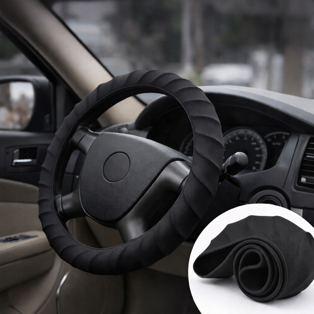 Silicone Cover Steering Wheel Cover 33-43 cm black