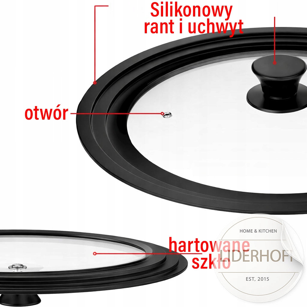Silicone Lid Universal Heat Resistant for Pan Pots 22/24/26 cm Manufacturer code Pokrywka Silikonowa Liderhoff 22/24/26 cm