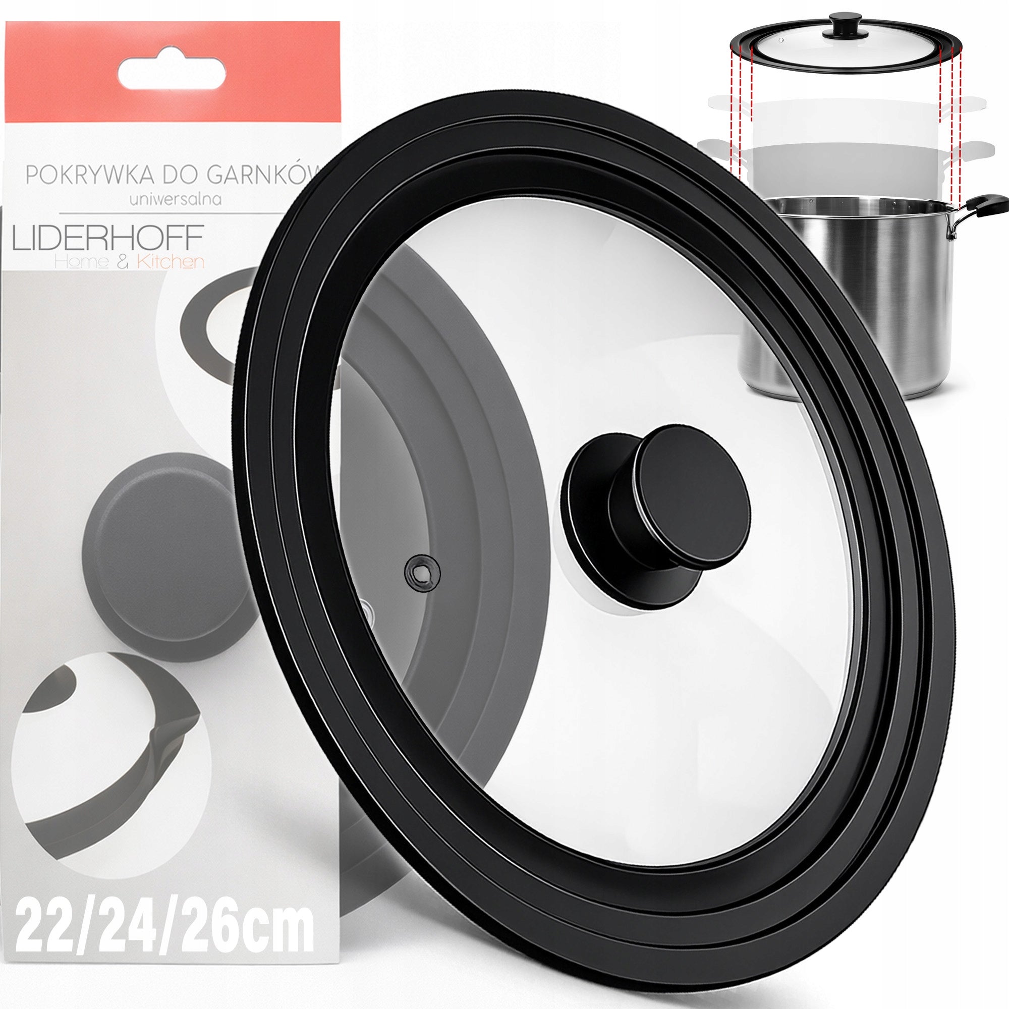 Silicone Lid Universal Heat Resistant for Pan Pots 22/24/26 cm