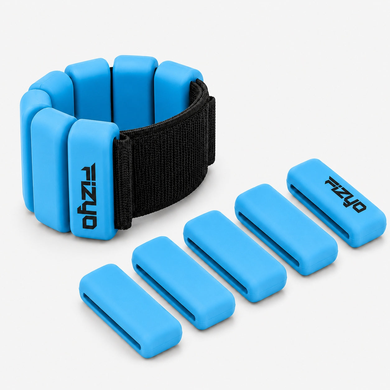 Silicone Wrist Weights FIZYO 2x225g Adjustable Blue Packaging status original