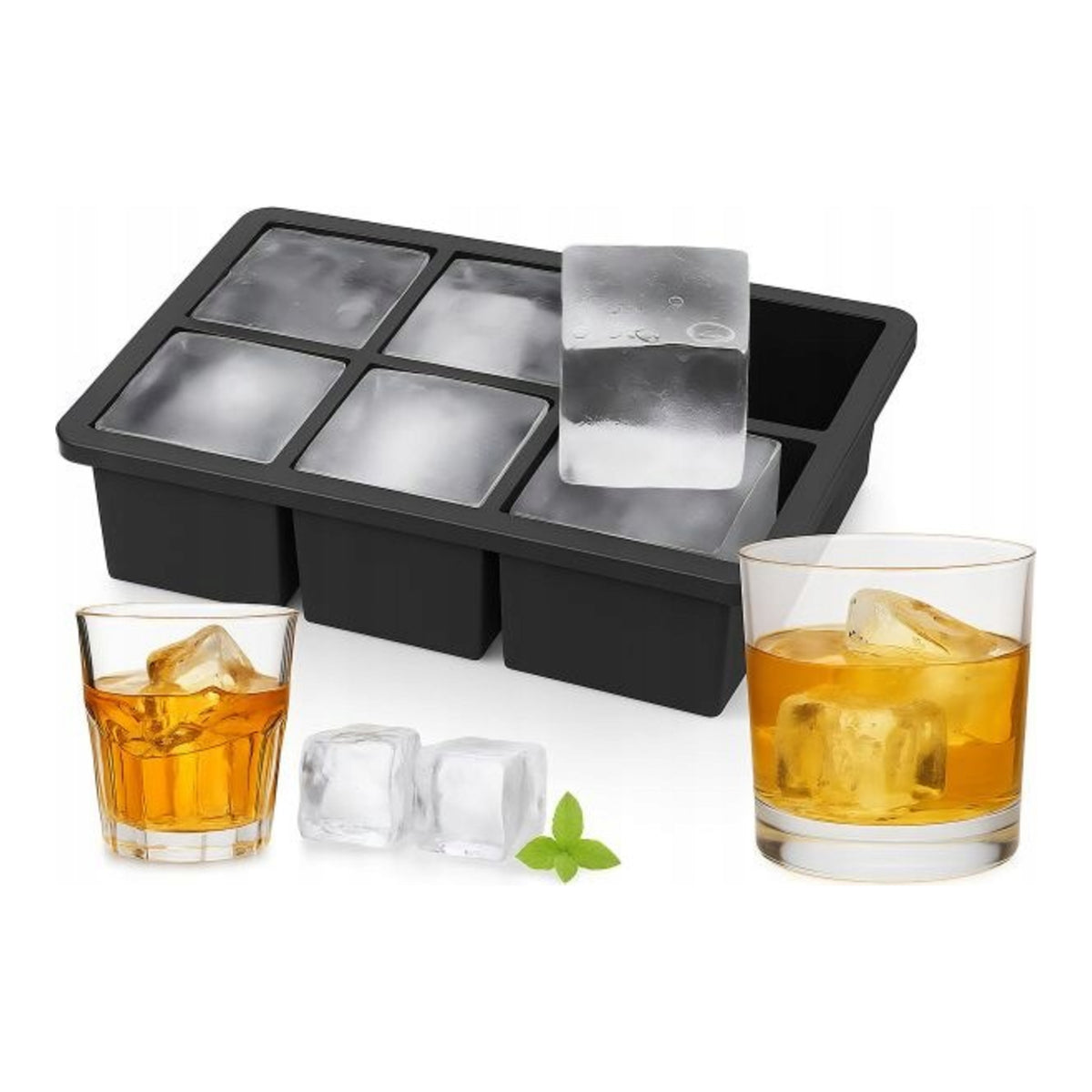 Silicone ice cube mould XXL 5 cm black Relaxdays baking whiskey