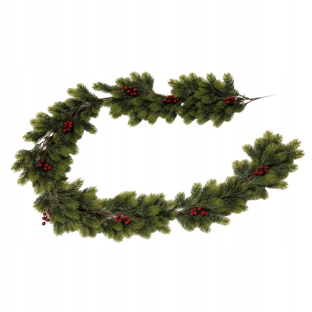 Silicone spruce garland with red balls 180 cm Packaging status original