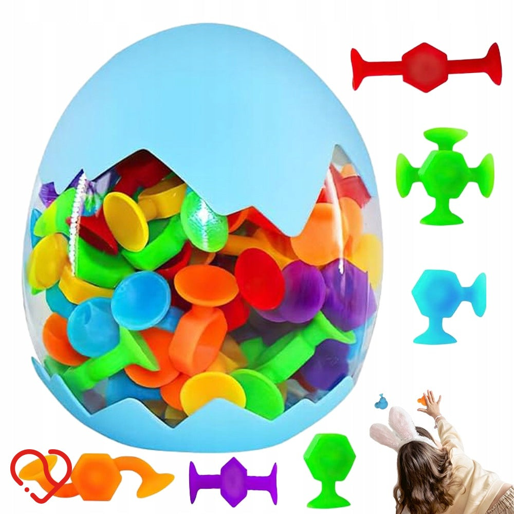 Silicone toy with suction cup, colorful shapes