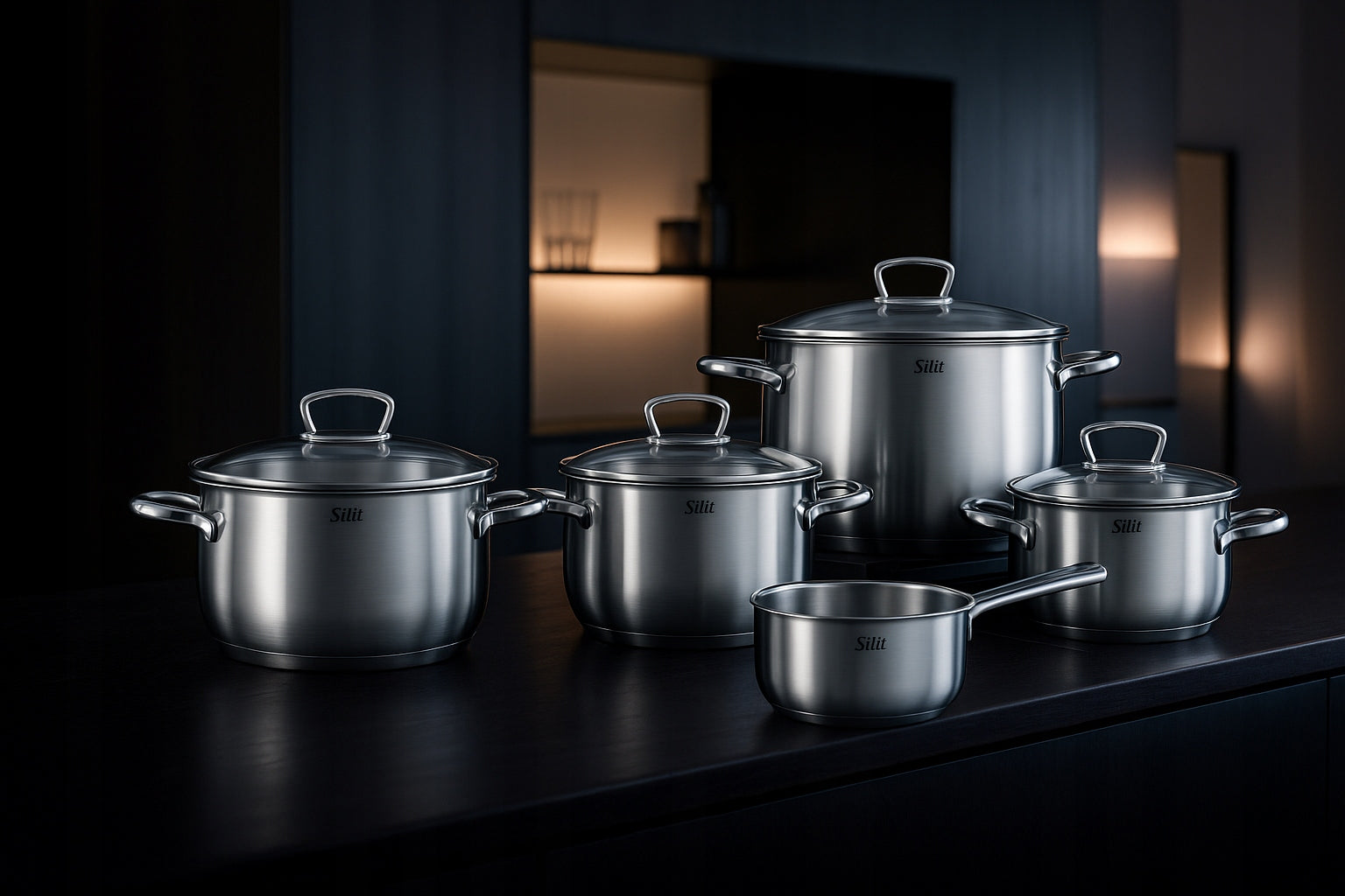 Silit Pot set Tuscany 9 el. induction stainless steel lid Packaging status original
