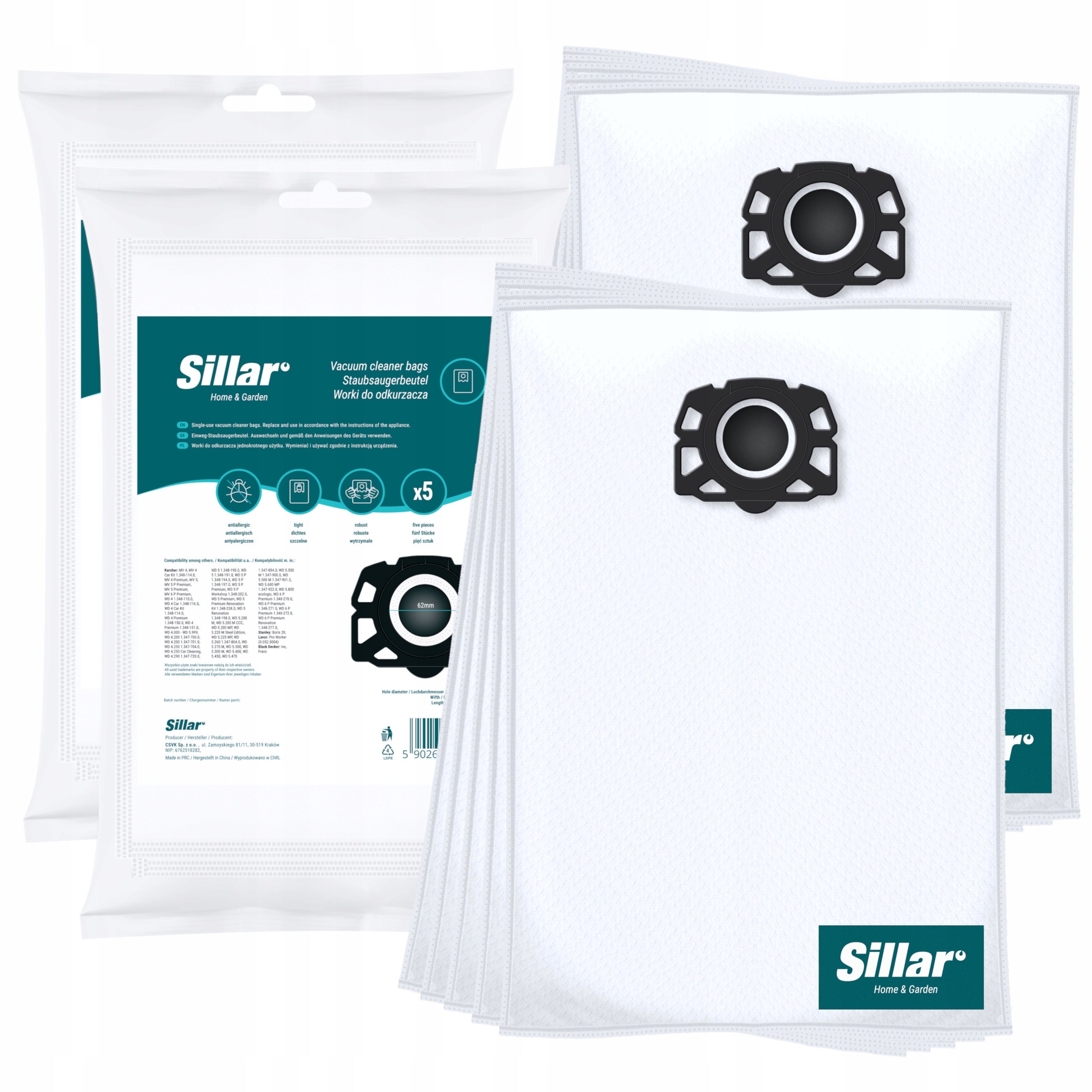 Sillar bags for Kärcher KWD4 KWD5 KWD6 KNT4 MV4 MV5 MV6 WD4 WD5 WD6 10pcs.