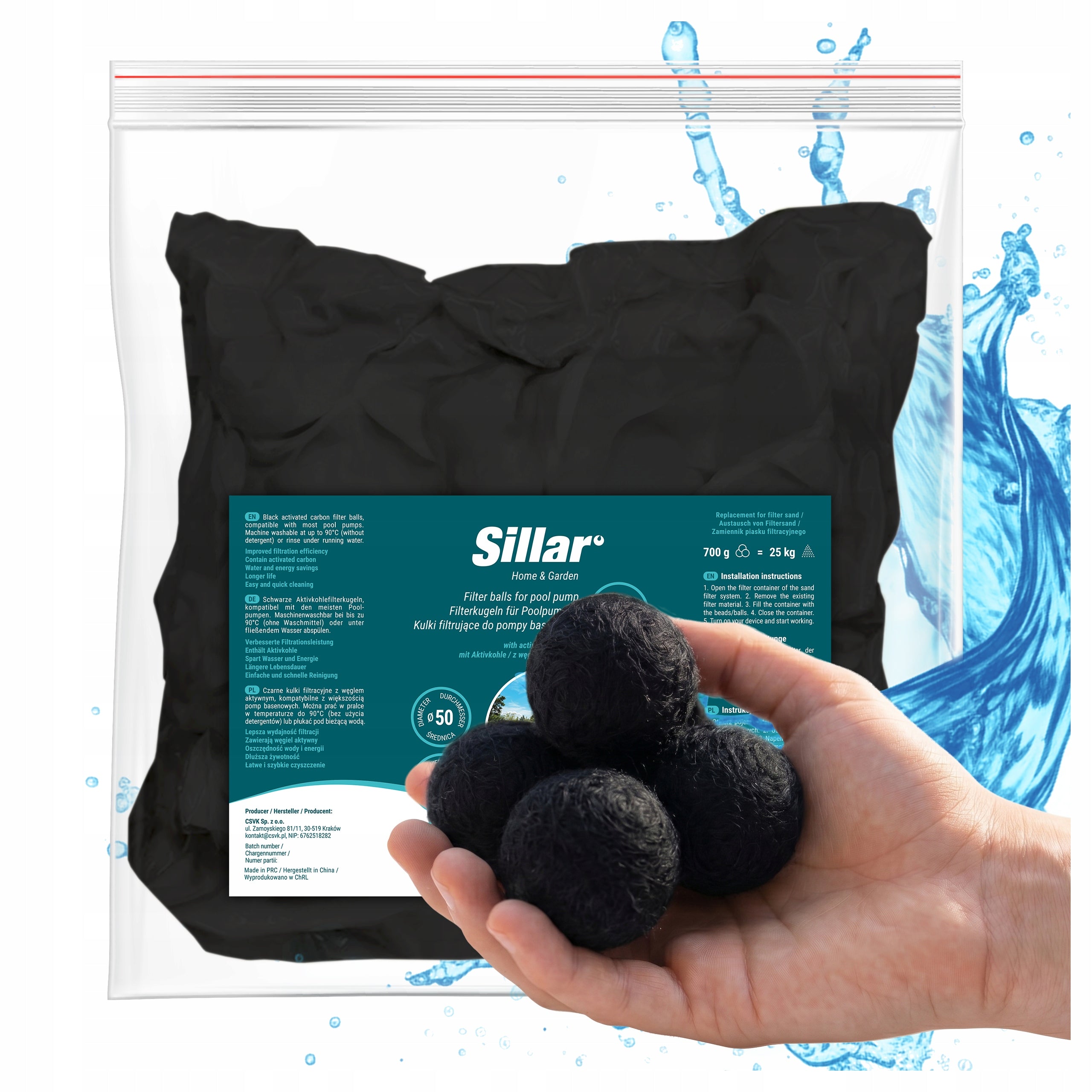 Sillar filter balls for swimming pool with activated carbon for jacuzzi 700g