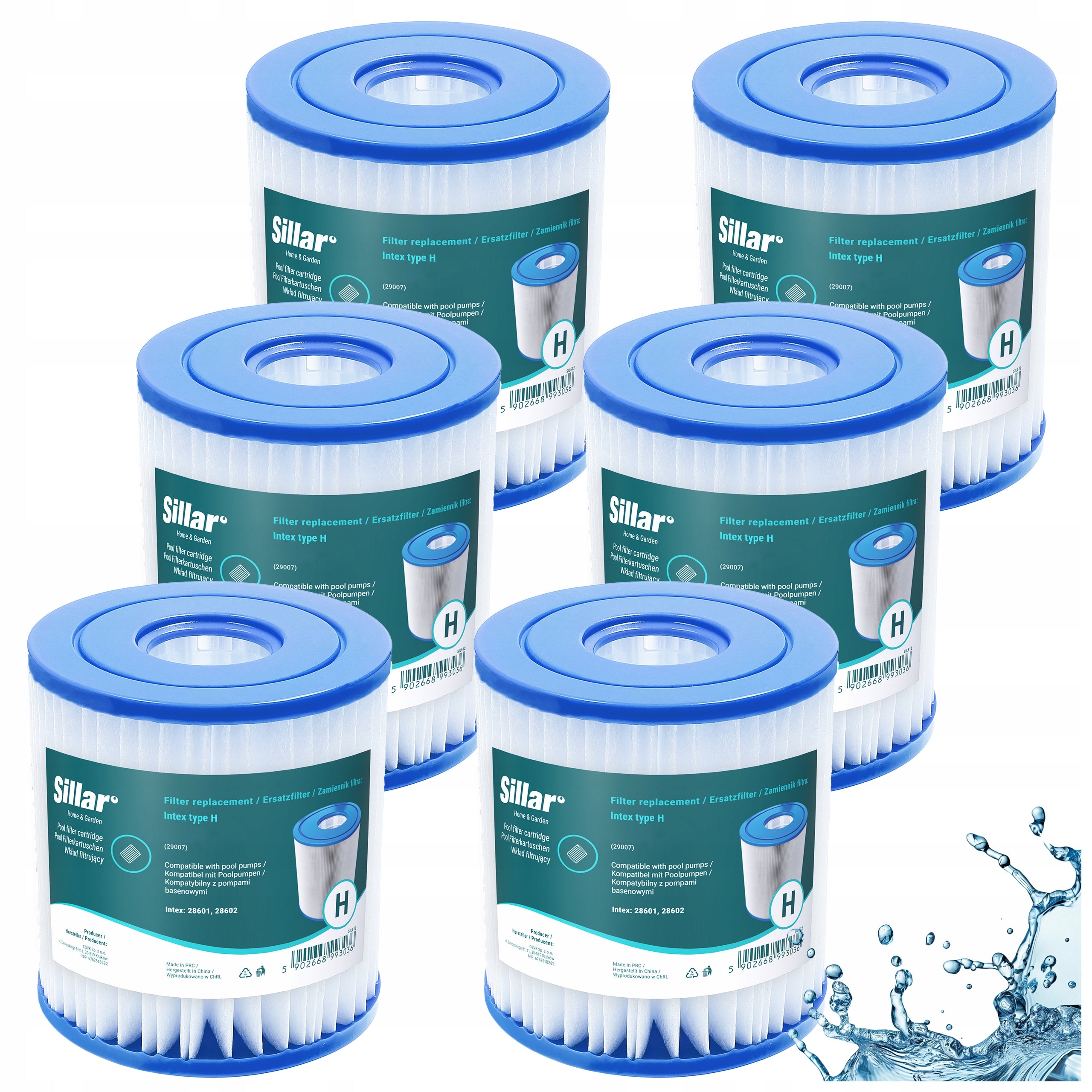 Sillar pool filter for Intex 28601 28602 type H 6x pool pump