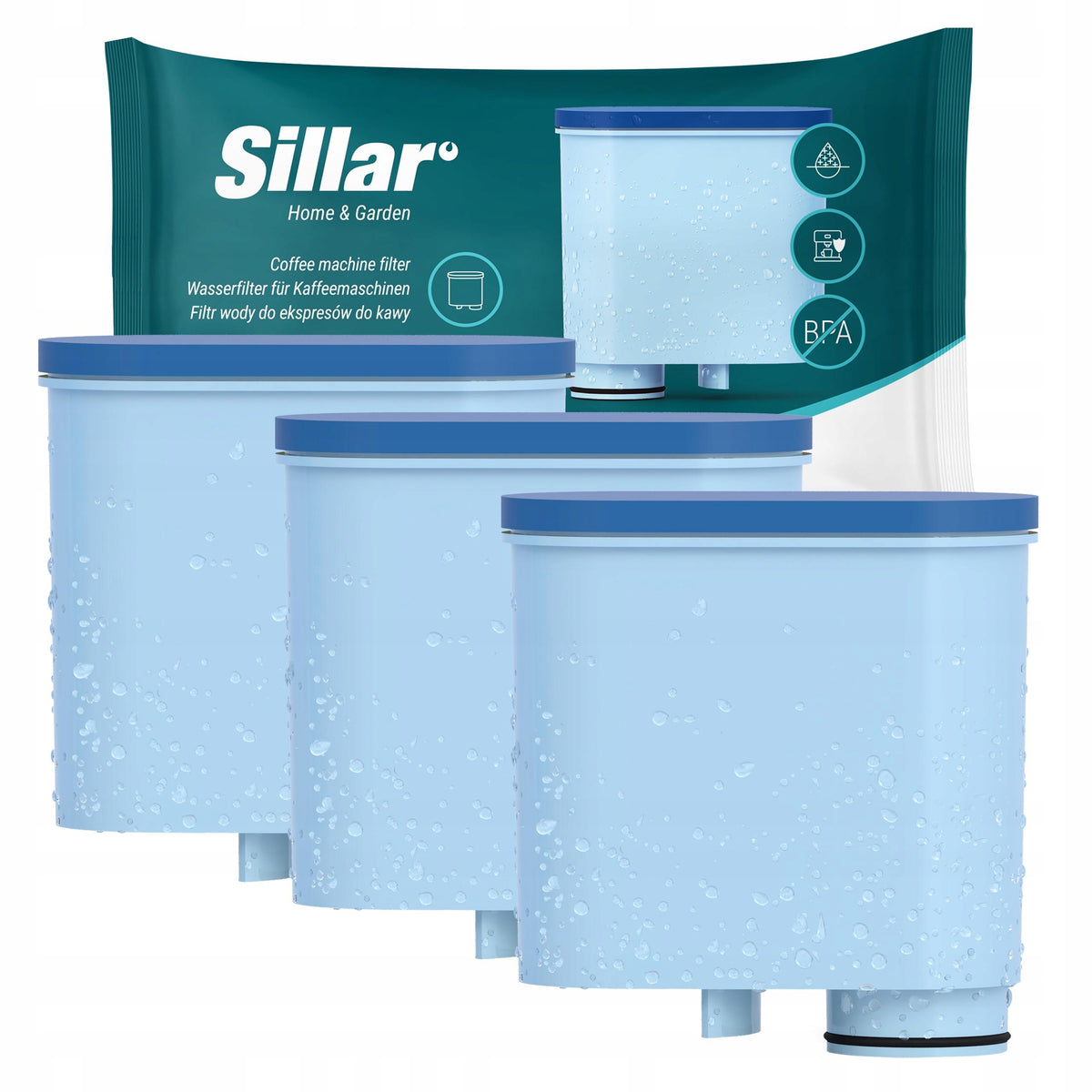 Sillar water filter for Philips LatteGo Latte Go machine 3 pcs replacement