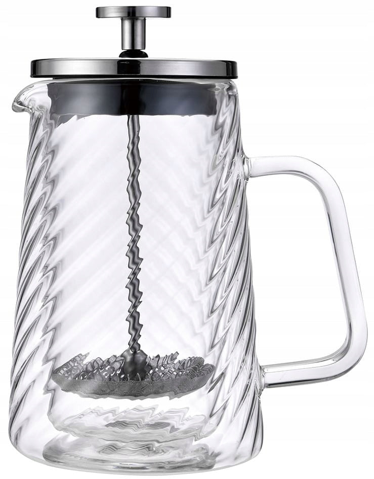 Silver Coffee Maker Glass Tea 1 Lit French Press KLAUSBERG 7764 Brand Klausberg