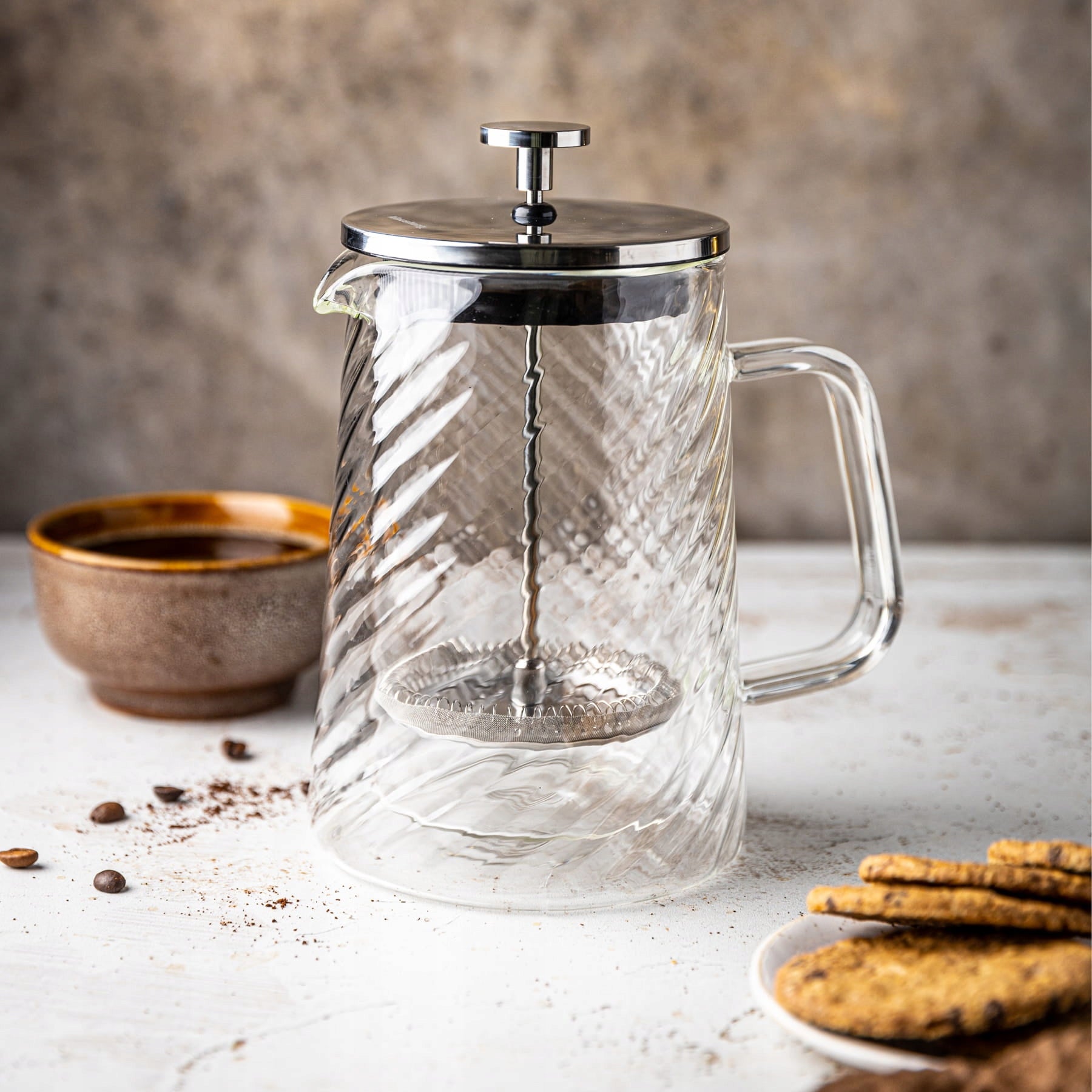 Silver Coffee Maker Glass Tea 1 Lit French Press KLAUSBERG 7764 Manufacturer code KB-7764