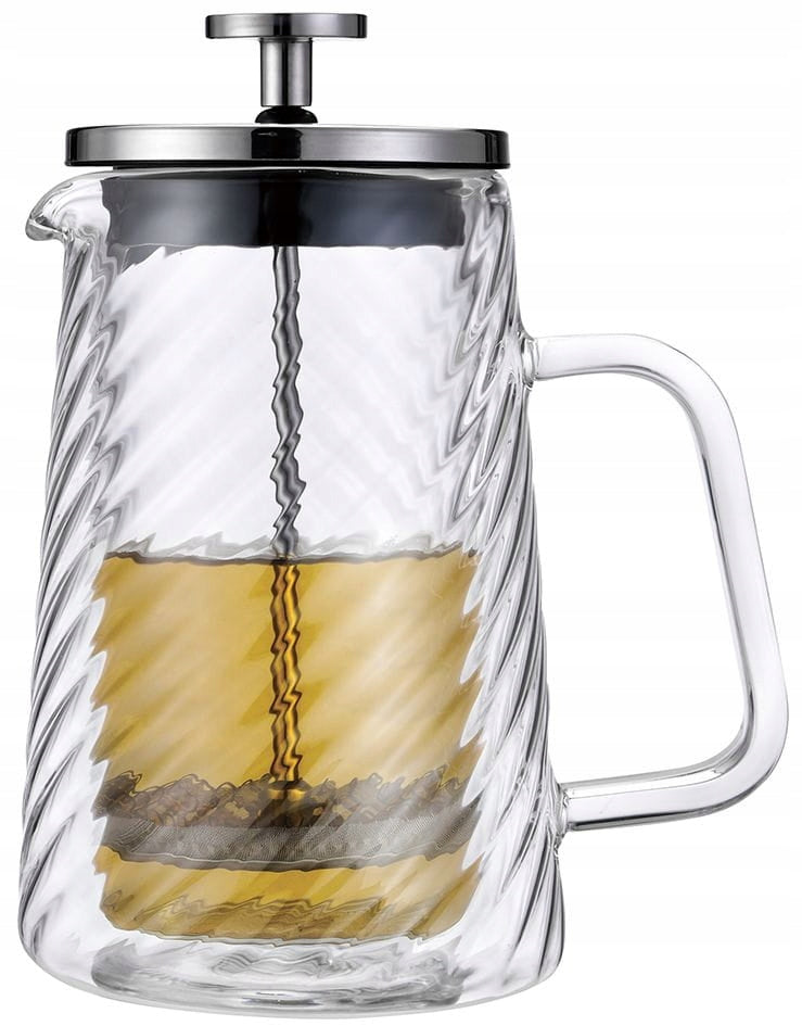 Silver Coffee Maker Glass Tea 1 Lit French Press KLAUSBERG 7764
