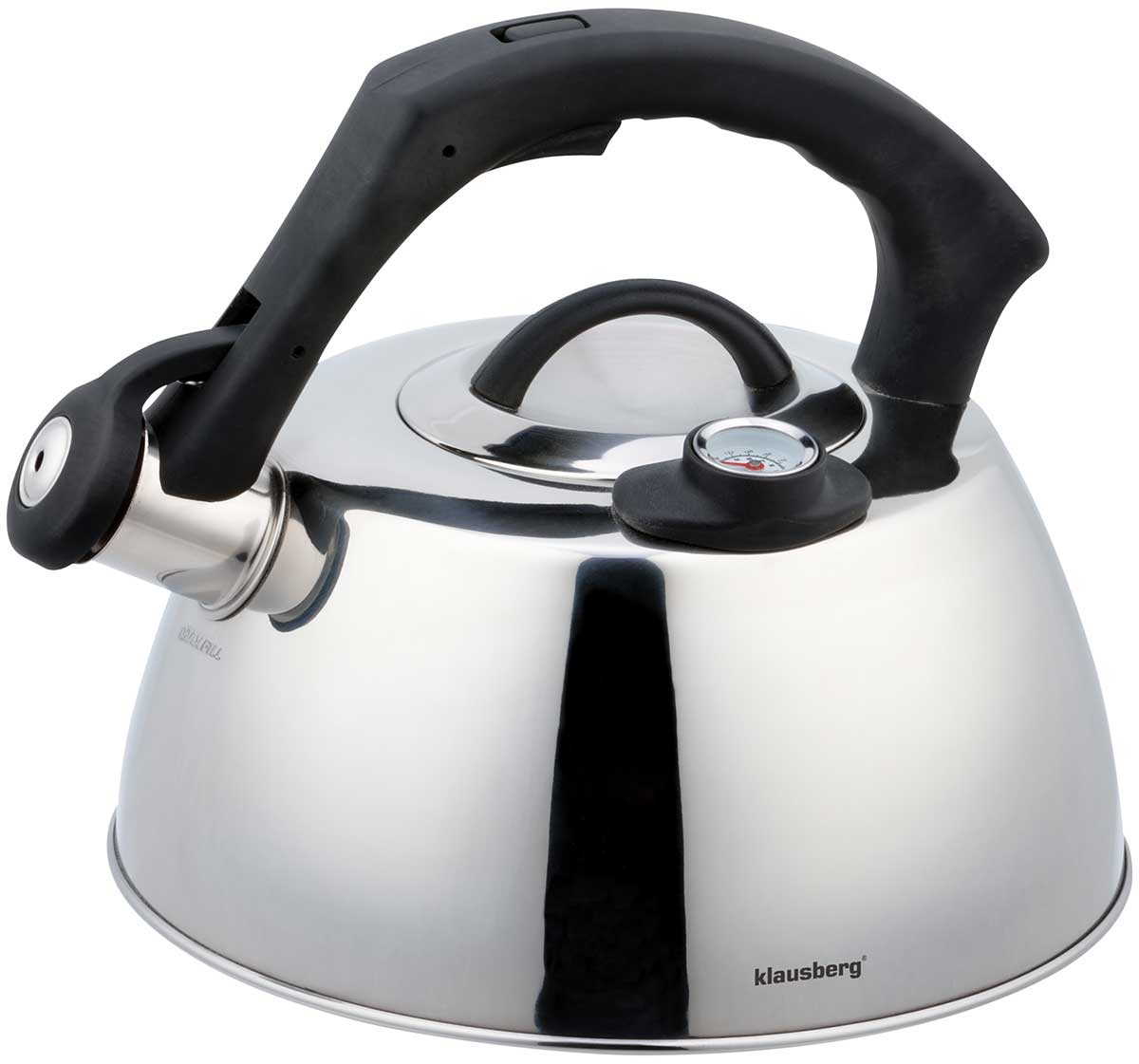 Silver kettle with WHISTLE 3L with THERMOMETER GAS INDUCTION KLAUSBERG Manufacturer code KB-7370