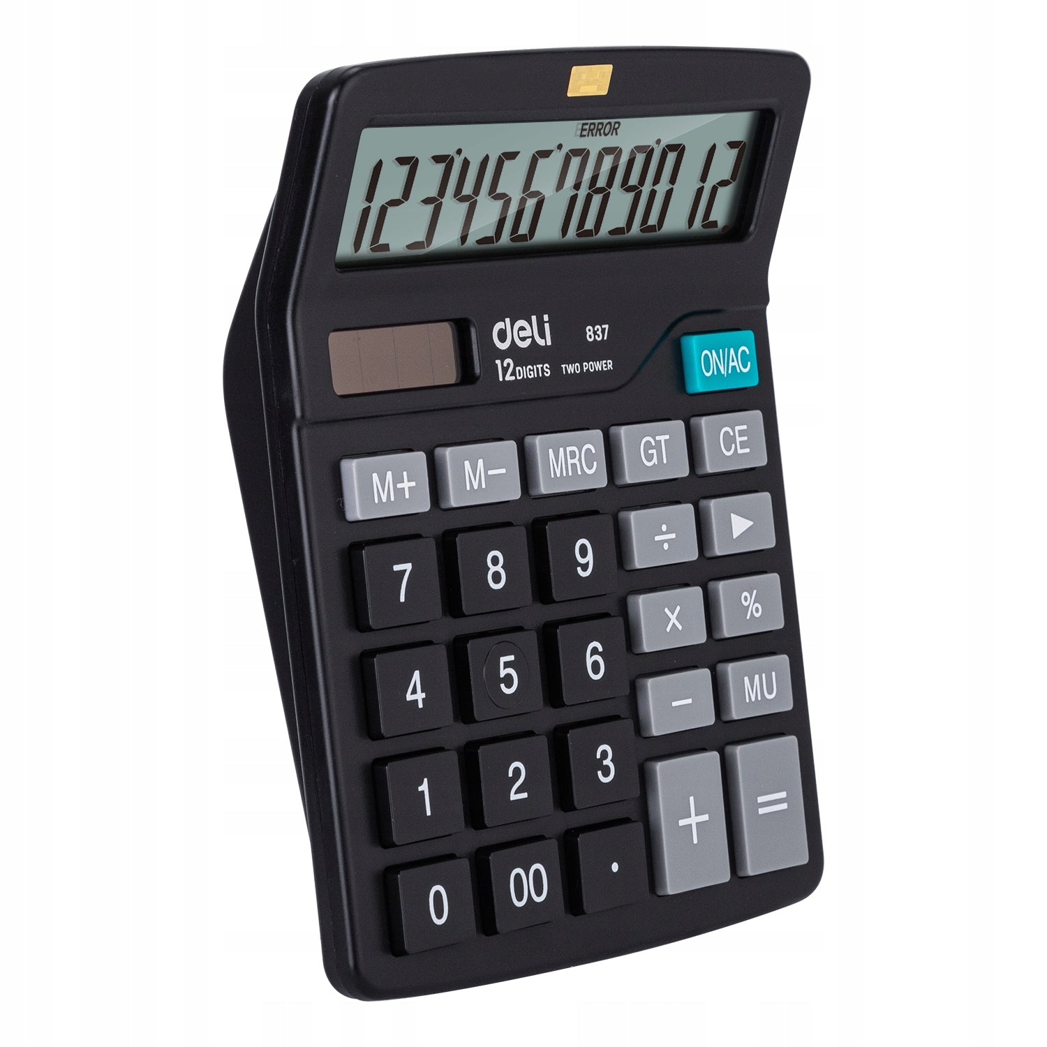Simple office calculator Deli Dual power Solid black Manufacturer code E837-BK-01