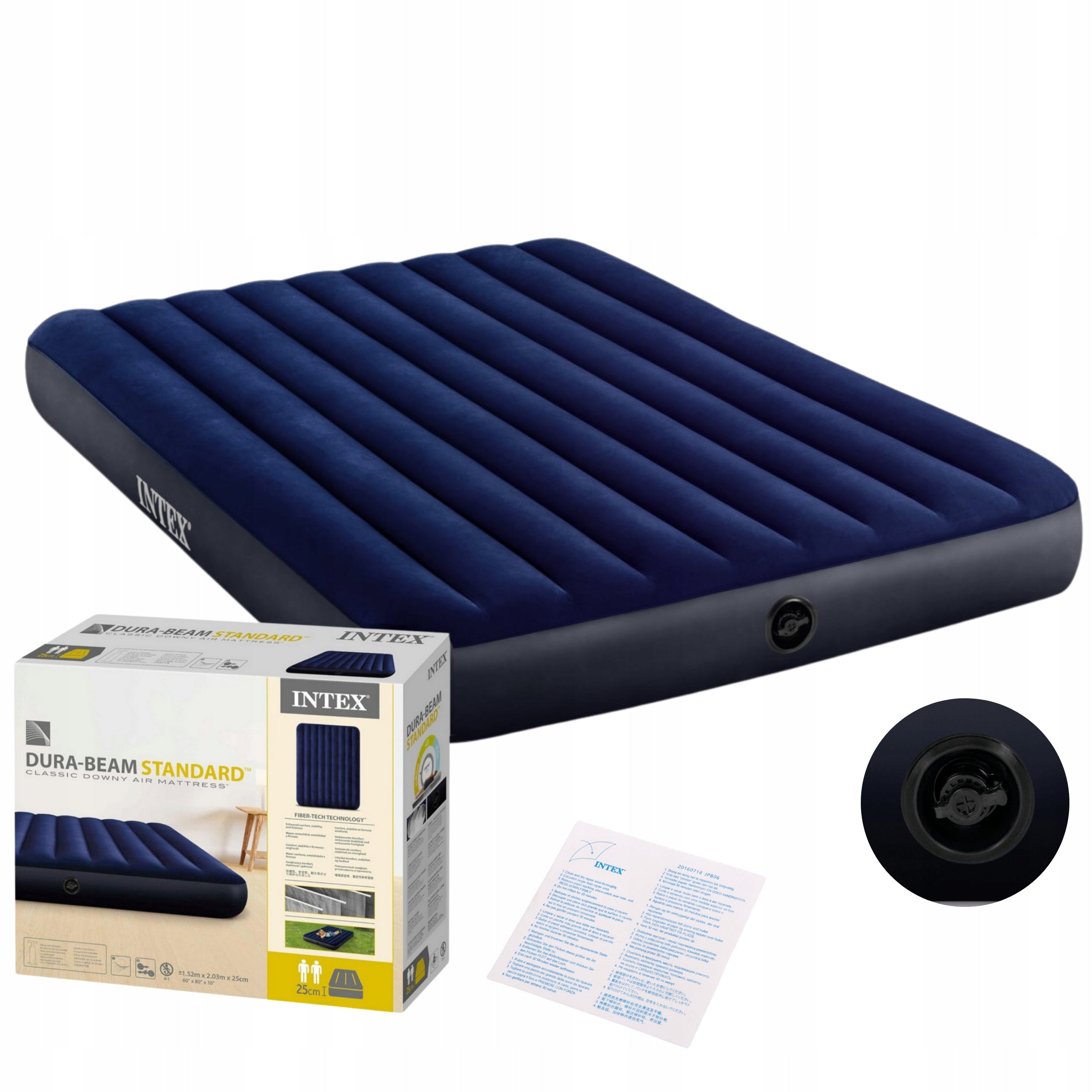 Single Inflatable Mattress 203 x 152 x 25 cm Velour Garnet Intex 64759