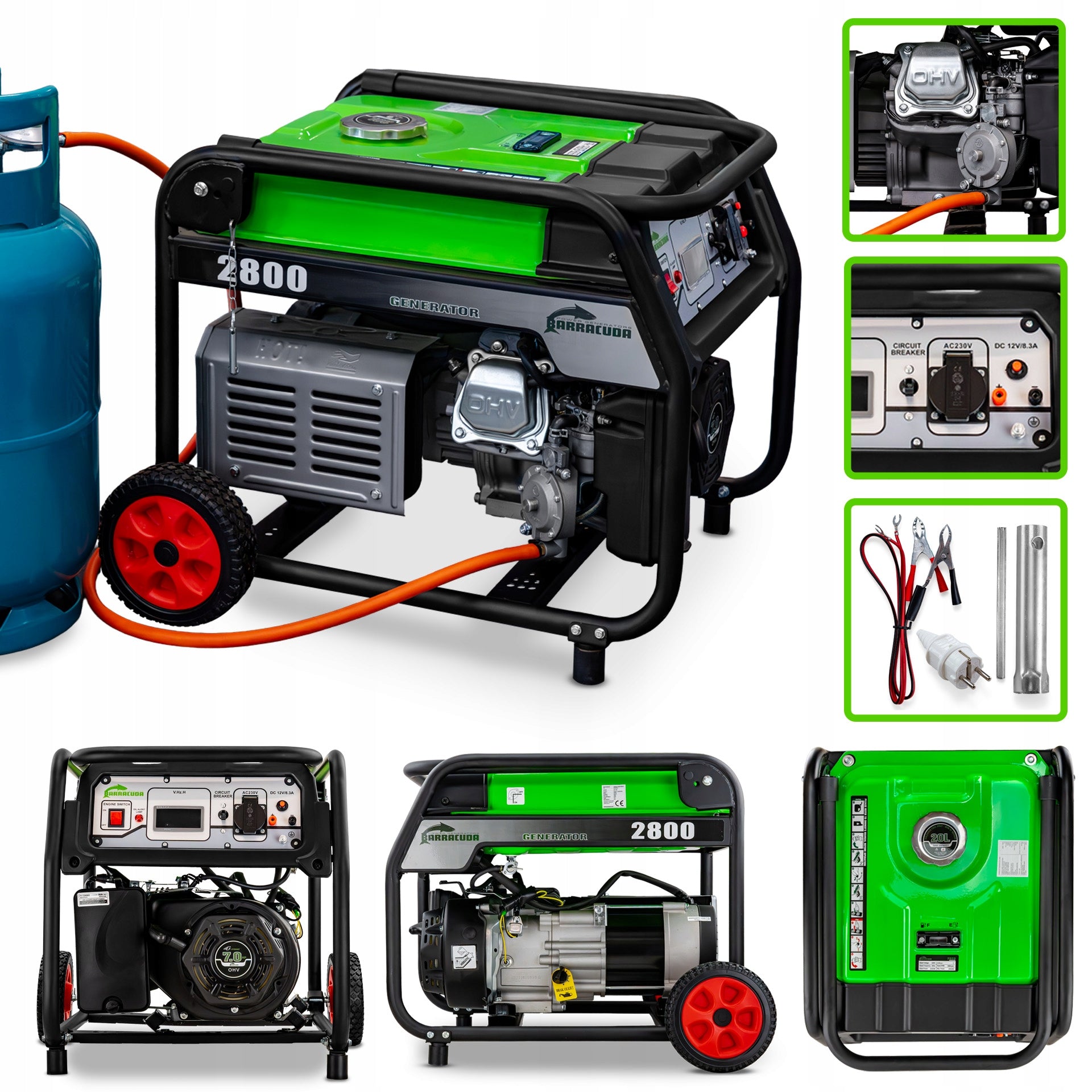 Single Phase Generator Set FOR GAS 2800W 2,8kW LPG PETROL AVR 230V RR Manufacturer code AGP28001FRRLPG