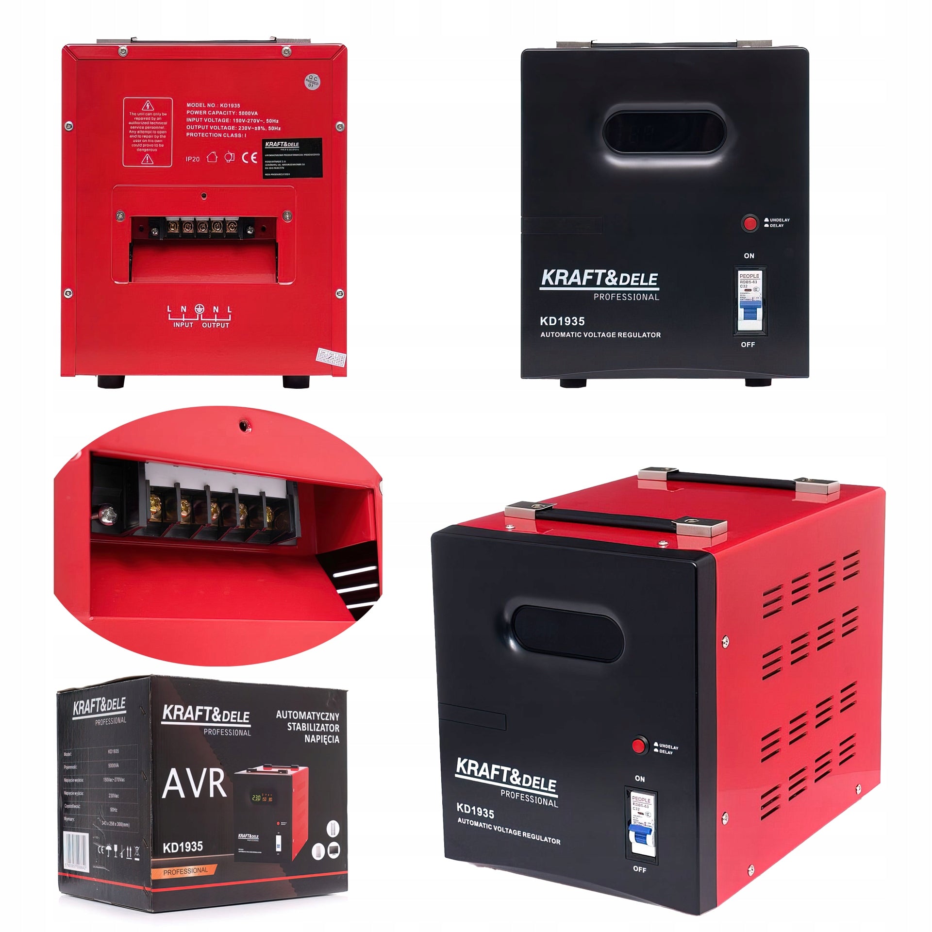 Single Phase Voltage Stabilizer AVR 5000VA 230V 140V~260V Kraft&Dele