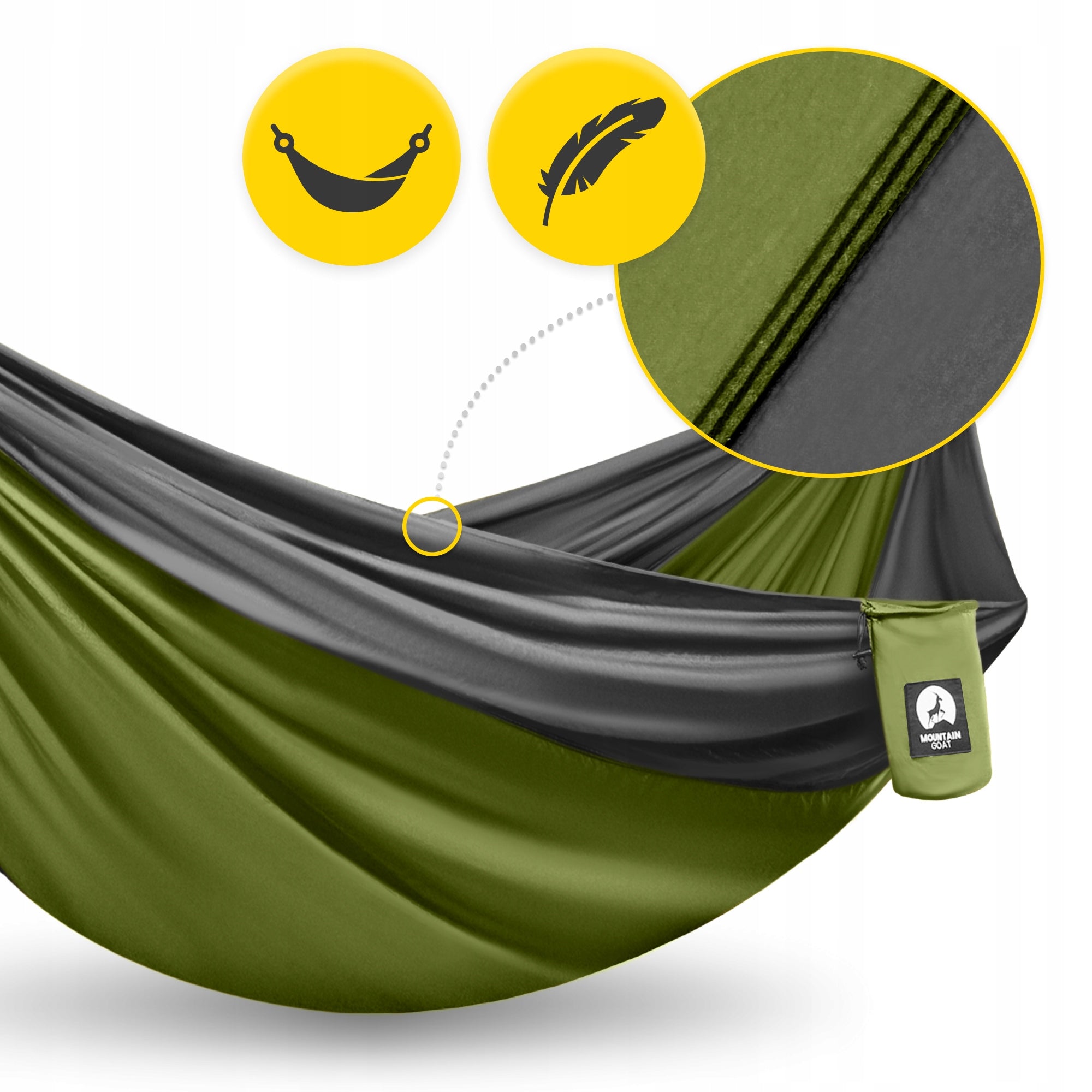 Single Travel Hammock Durable Trekking Camping Manufacturer code Hamak jednoosobowy HAMAK06 szaro-zielony