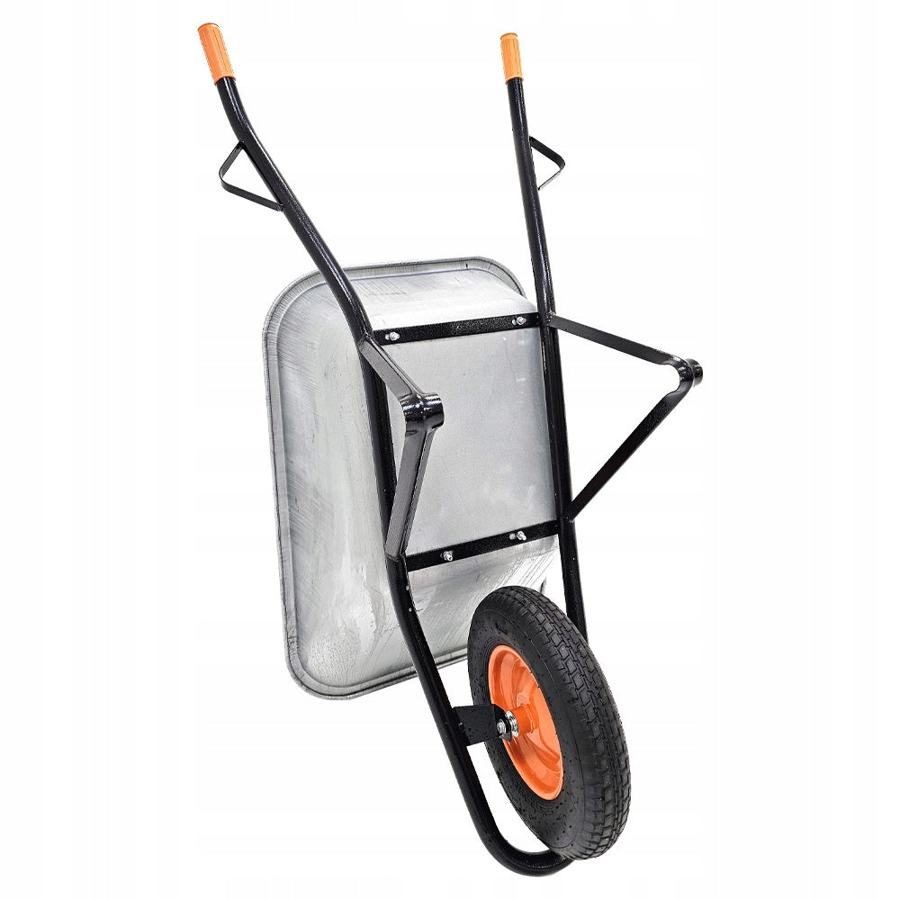 Single Wheel Construction Garden Wheelbarrow 140l 210kg Galvanized Pumped Wheel Brand no brand