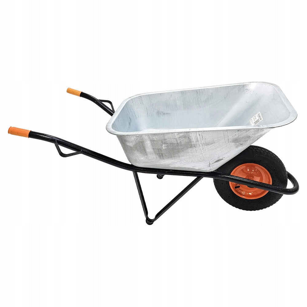 Single Wheel Construction Garden Wheelbarrow 140l 210kg Galvanized Pumped Wheel Manufacturer code 46352