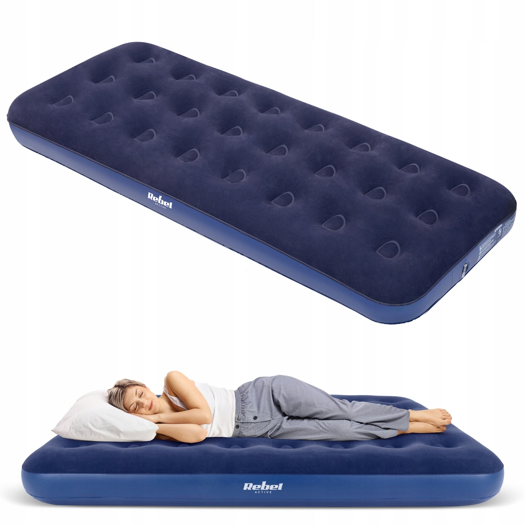 Single inflatable mattress for sleeping 191 x 73 x 22 cm Rebel