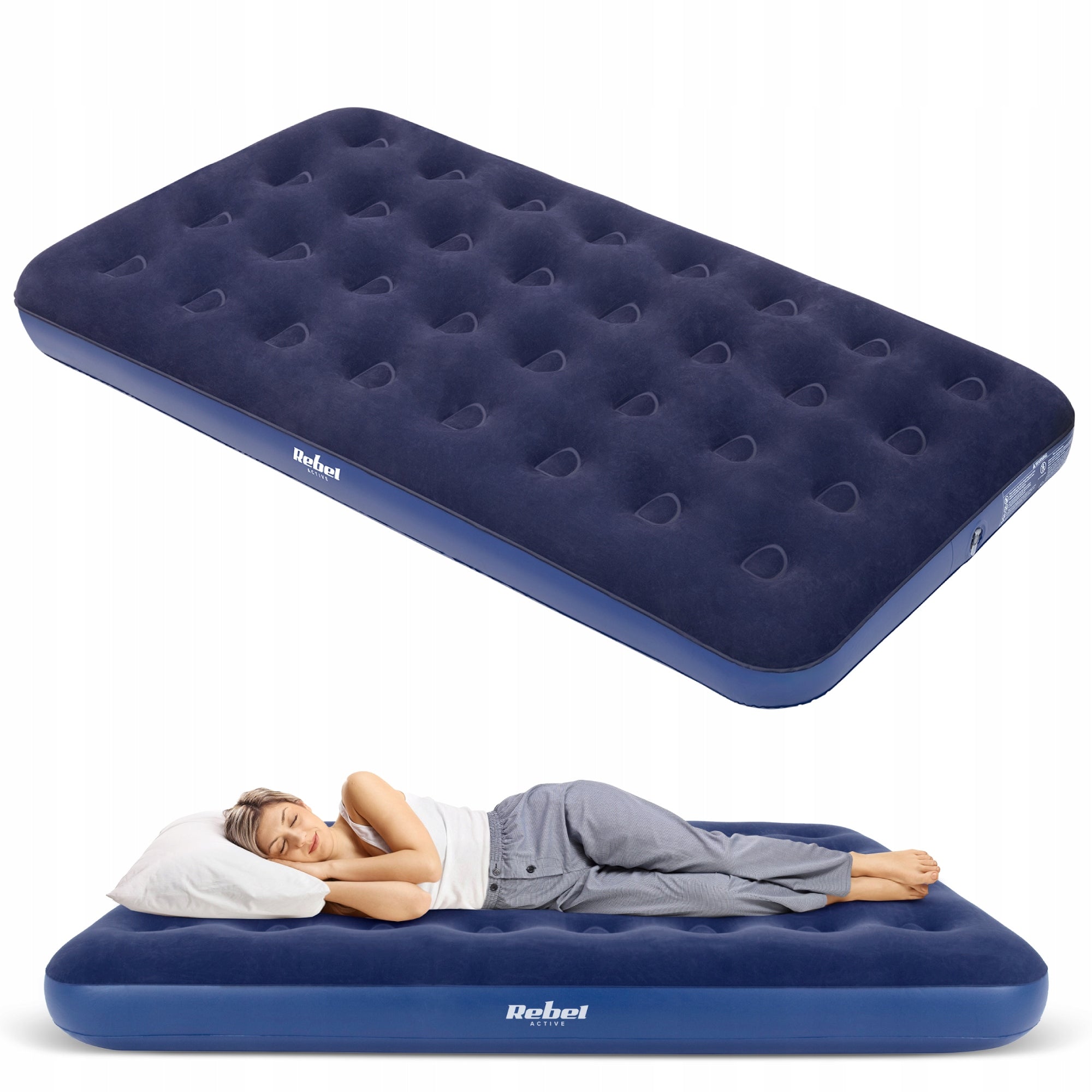 Single inflatable mattress for sleeping 191 x 99 x 22 cm Rebel