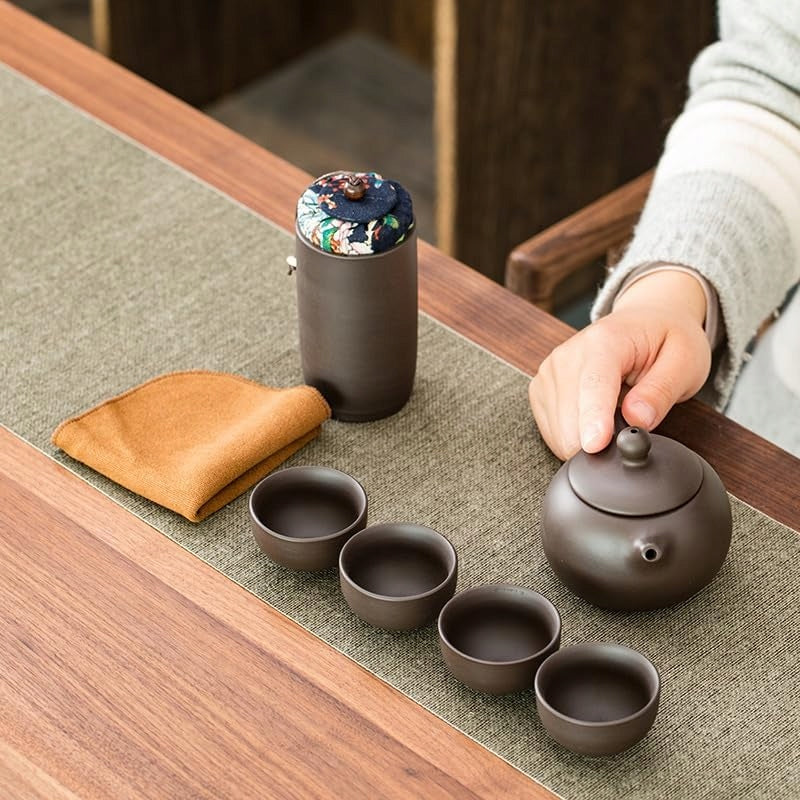 Six Piece Ceramic Travel Tea Set, Gift Brand no brand