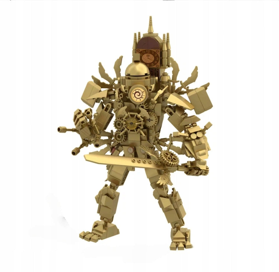 Skibidi Toilet Blocks Gold Clock Building Blocks Titanium
